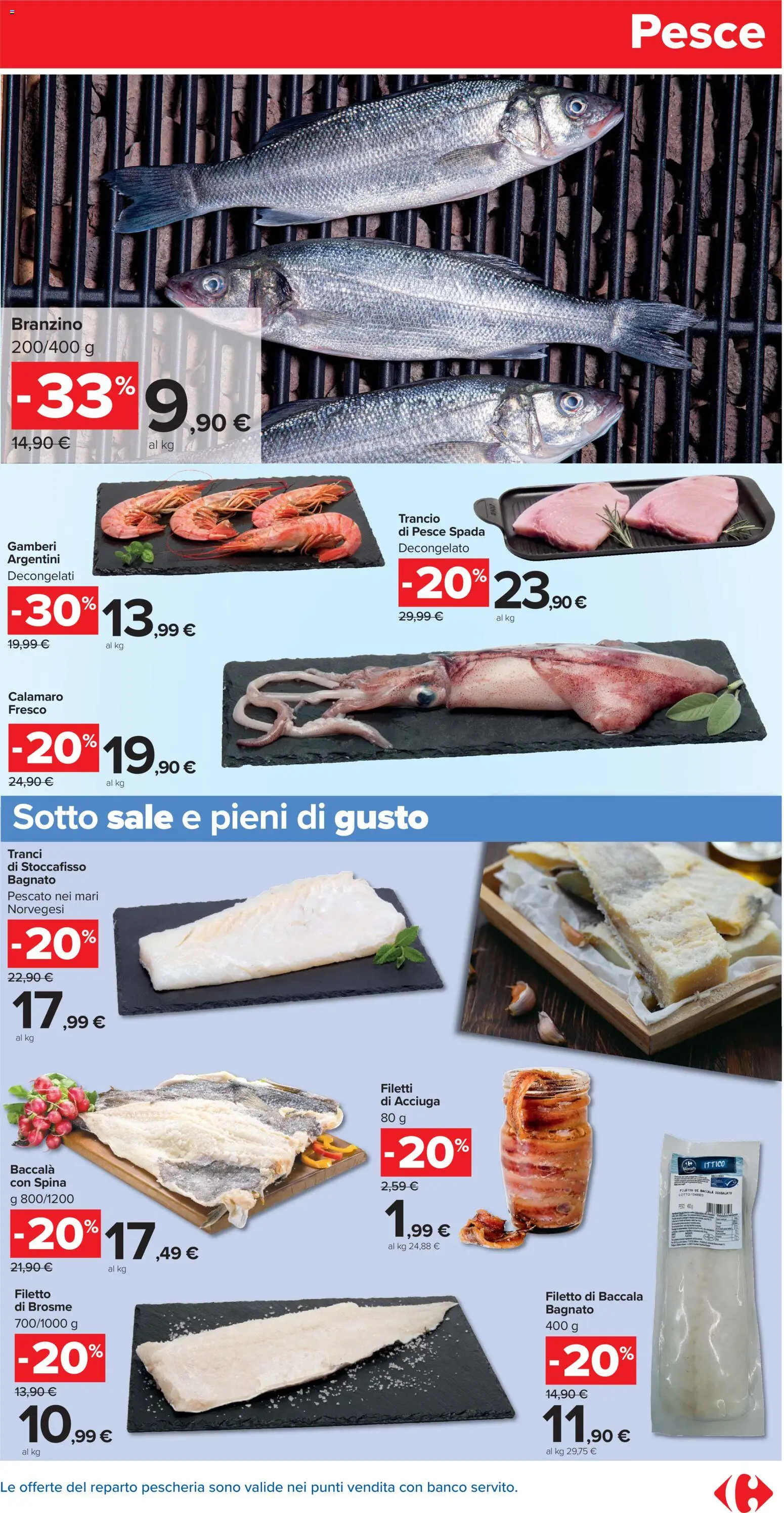 Volantino Carrefour del 04.11.2025 | Pagina: 5 | Prodotti: Pesce, Branzino, Sale, Pesce spada