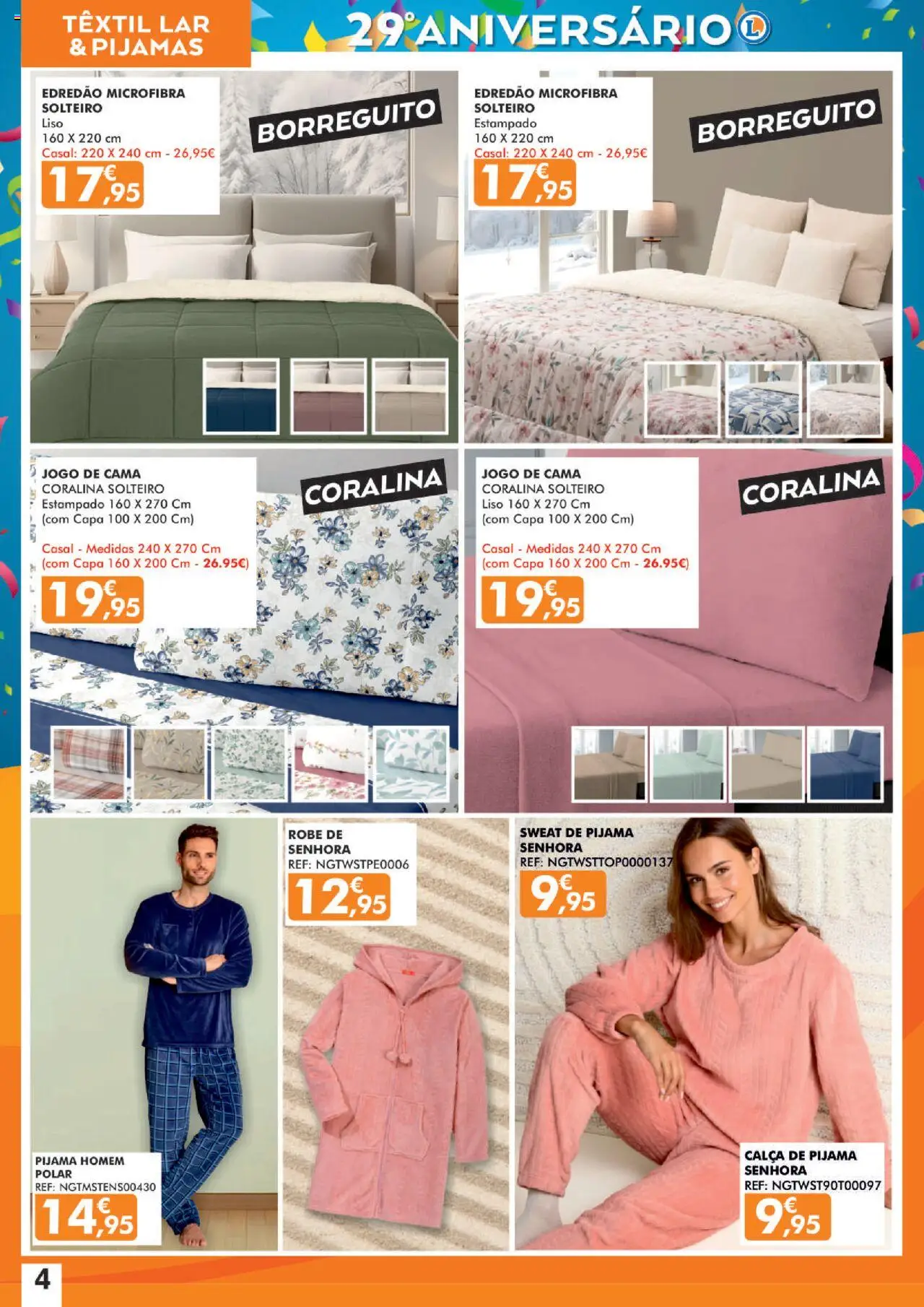E.Leclerc - Folheto Aniversário Lamego │ válido de 16.10.2025 | Página: 4 | Produtos: Robe, Jogo de cama, Calça, Pijamas
