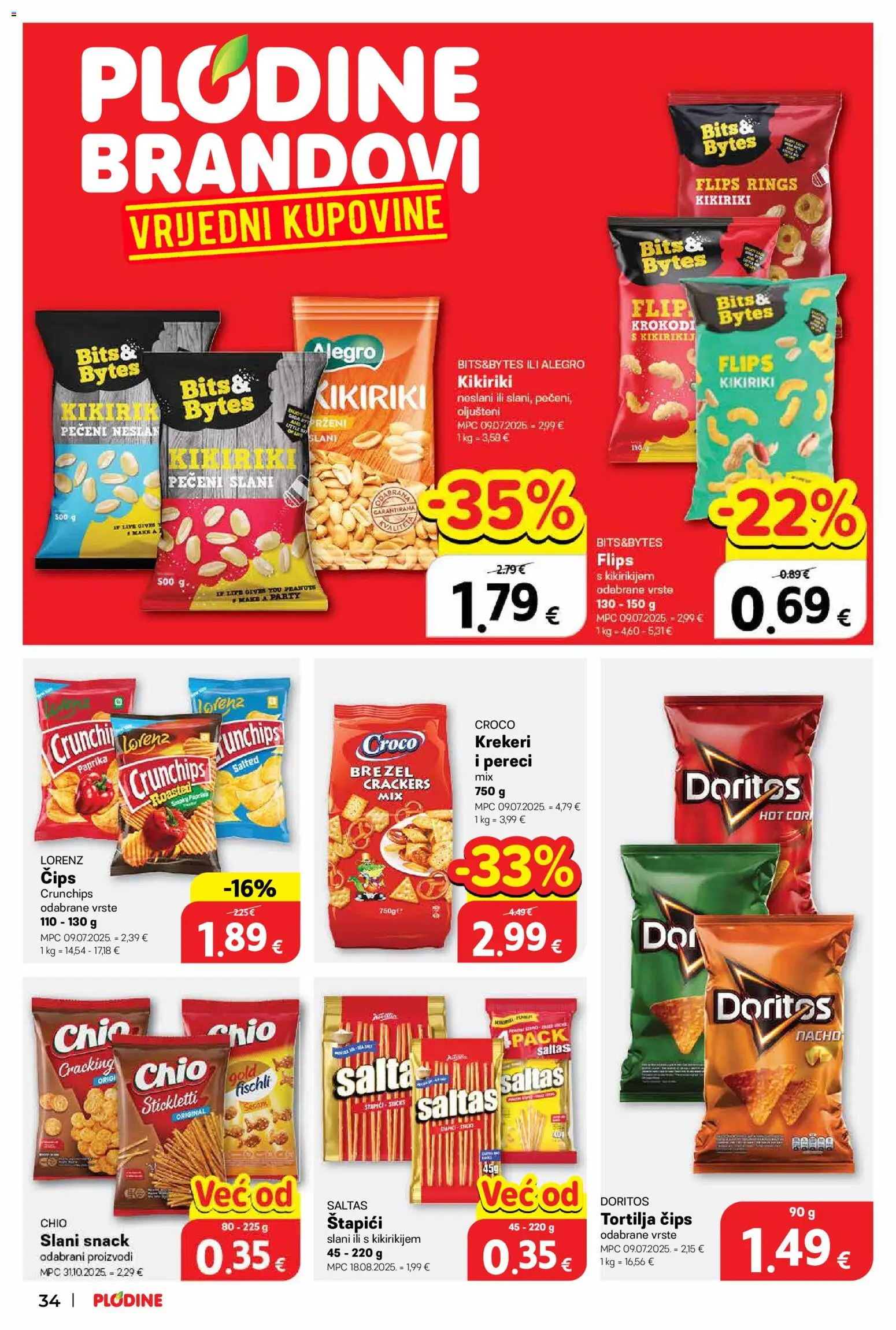 Plodine katalog | vrijedi od 22.04.2026 | Stranica: 34 | Proizvodi: Paprika, Čips, Krekeri, Štapići