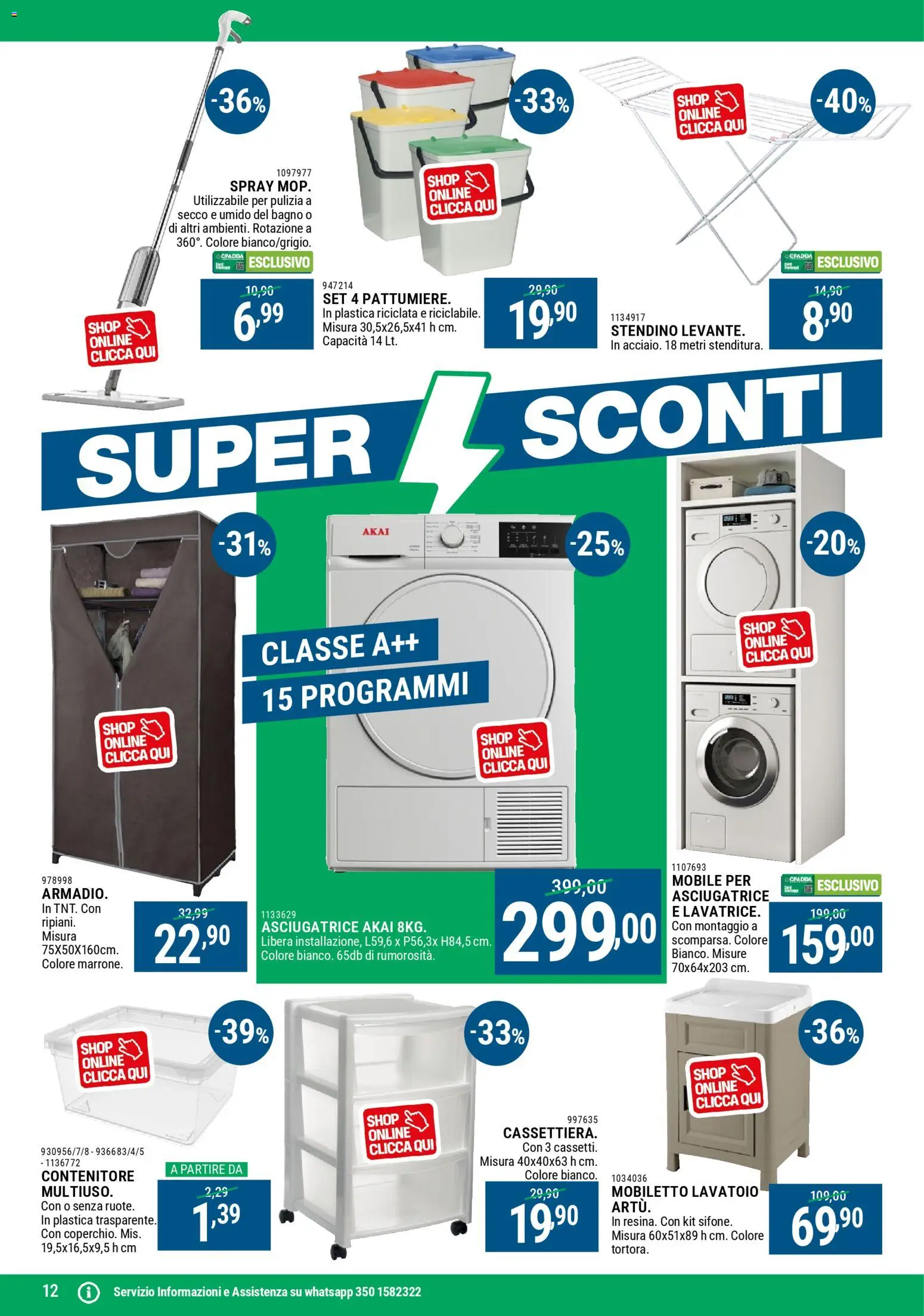 Volantino CFadda del 19.02.2026 | Pagina: 12 | Prodotti: Mobile, Asciugatrice, Contenitore, Stendino