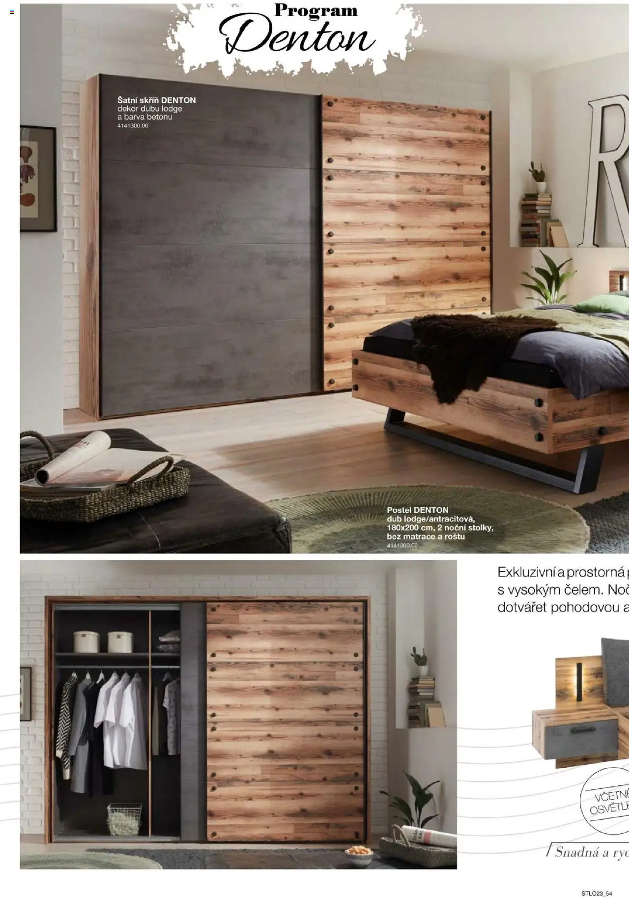 Sconto nábytek katalog - Ložnice od 01.01.2025 | Strana: 54 | Produkty: Postel, Matrace, Šatní skříň, Skříň