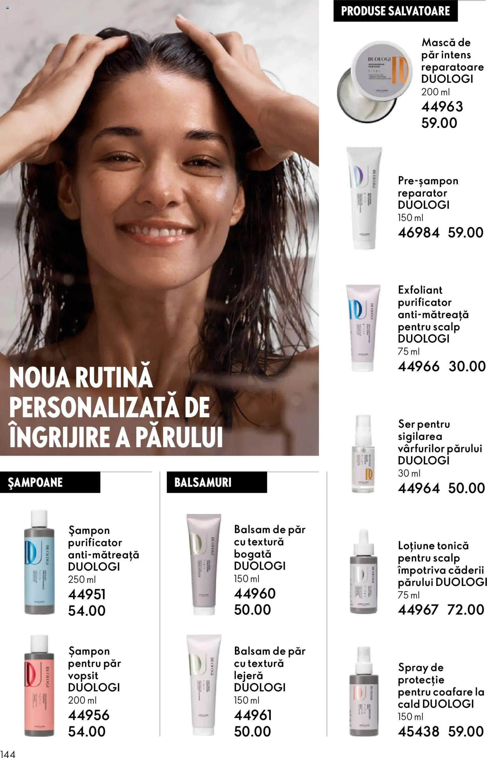 Noul catalog Oriflame – valabil de la 21.01.2026 | Pagină: 144 | Produse: Loțiune tonică, Șampon, Balsam, Mască de păr