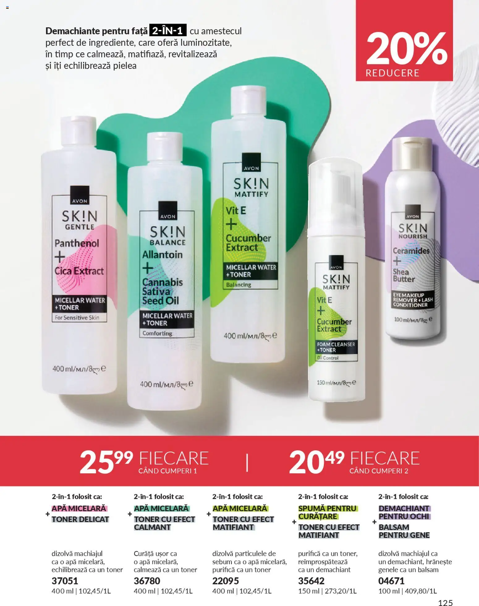 Noul catalog Avon – valabil de la 01.02.2026 | Pagină: 127 | Produse: Demachiant, Toner, Balsam, Apă