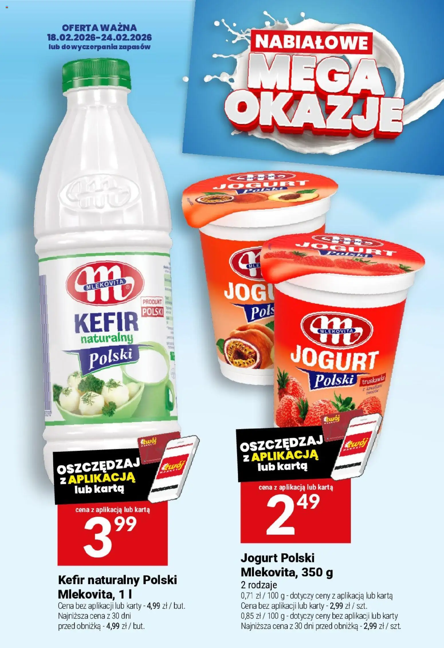 Twój Market Gazetka od 18.02.2026 | Strona: 36 | Produkty: Karta, Kefir, Kefir naturalny, Jogurt