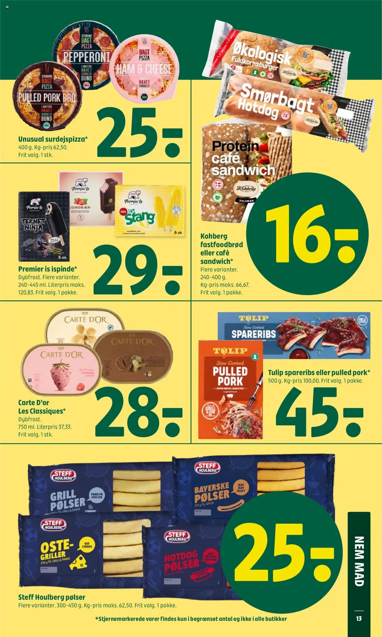 Coop 365 Tilbudsavis gyldig fra 21.08.2025 | Side: 19 | Produkter: Pølser, Pizza, Jordbær, Is