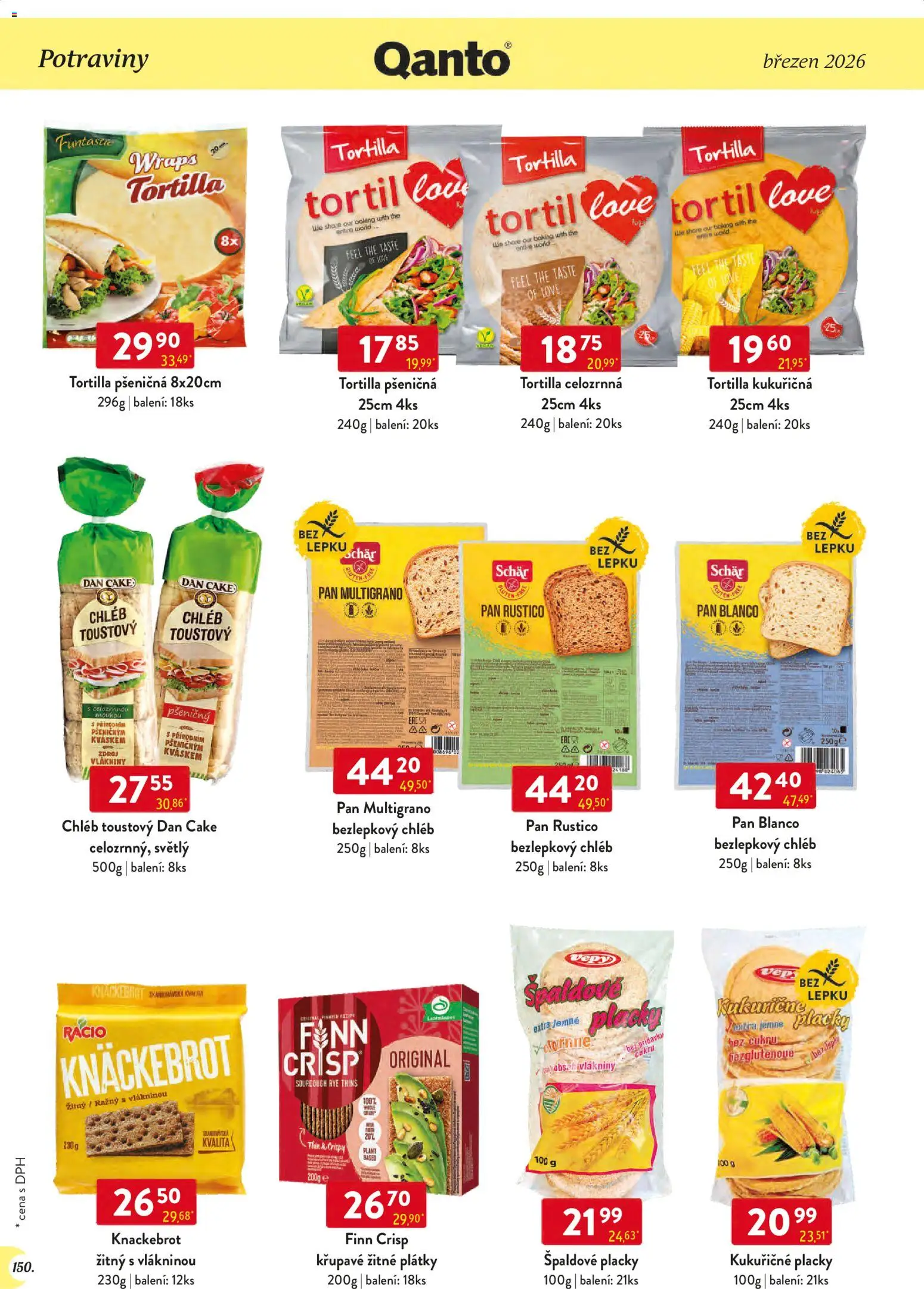 Astur & Qanto leták - Velkoobchod 03/2026 od 01.03.2026 | Strana: 150 | Produkty: Chléb, Knäckebrot, Celozrnná tortilla, Tortilla