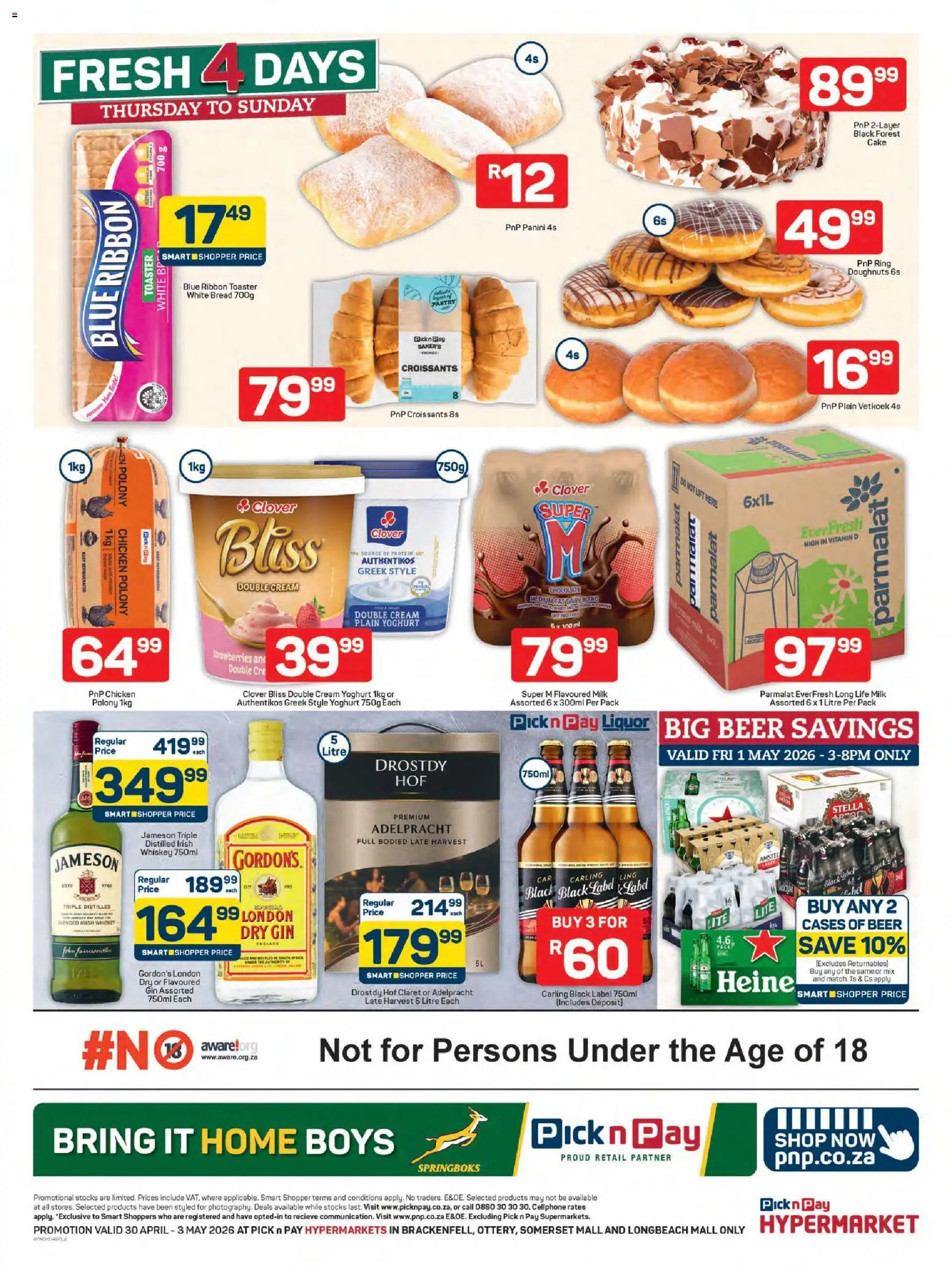 New Pick n Pay catalogue – valid from 30.04.2026 | Page: 2 | Products: Cake, Bread, Strawberries, Cream