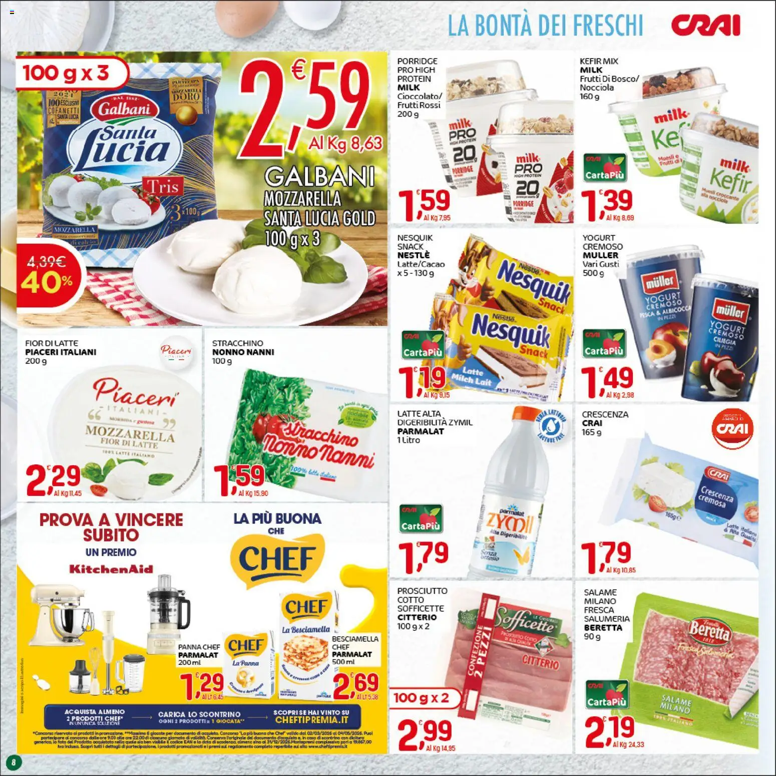 Volantino CRAI del 26.03.2026 | Pagina: 8 | Prodotti: Yogurt, Latte, Data, Crescenza