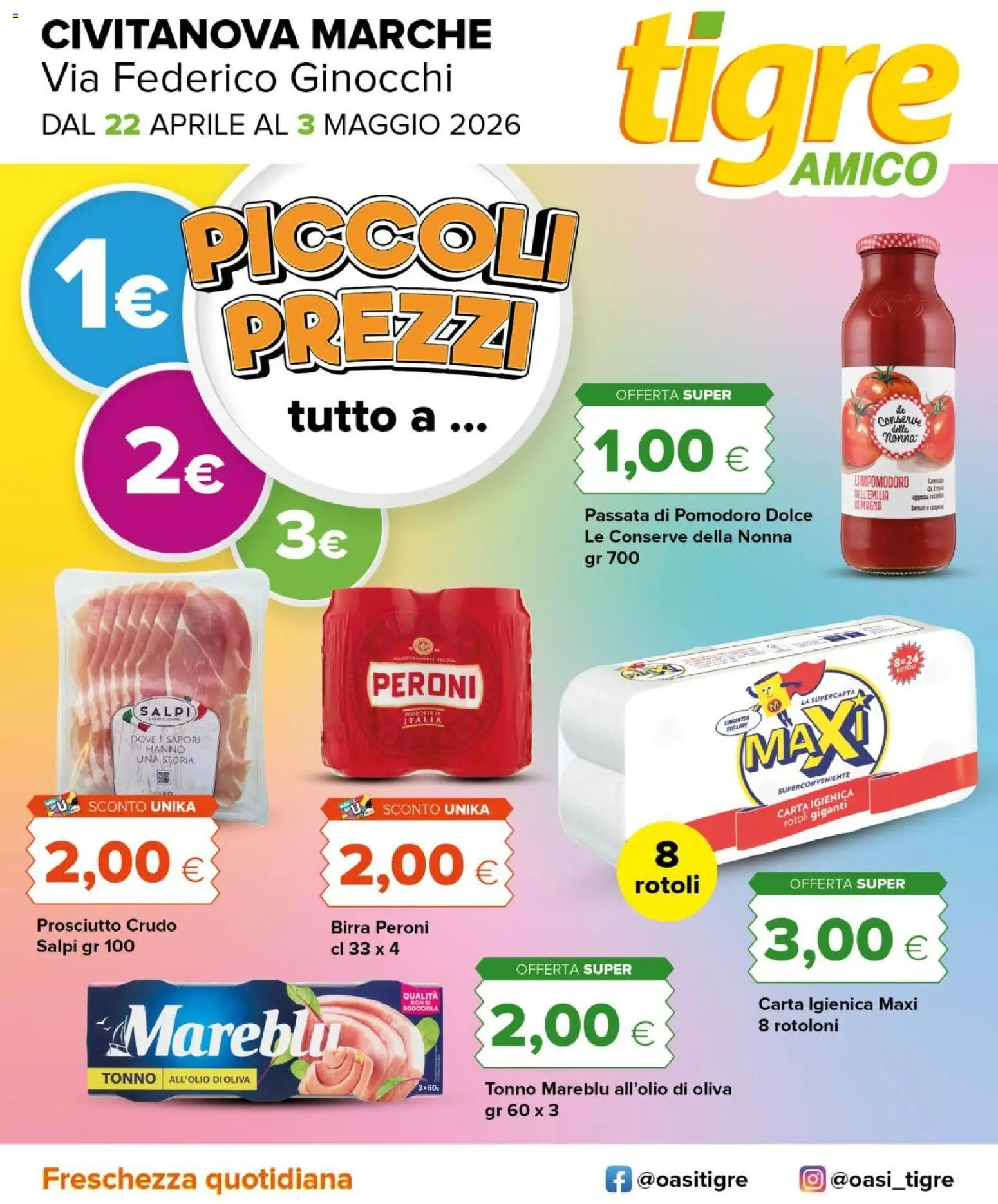 Volantino Tigre del 22.04.2026 | Pagina: 1 | Prodotti: Birra, Pomodoro, Passata di pomodoro, Tonno