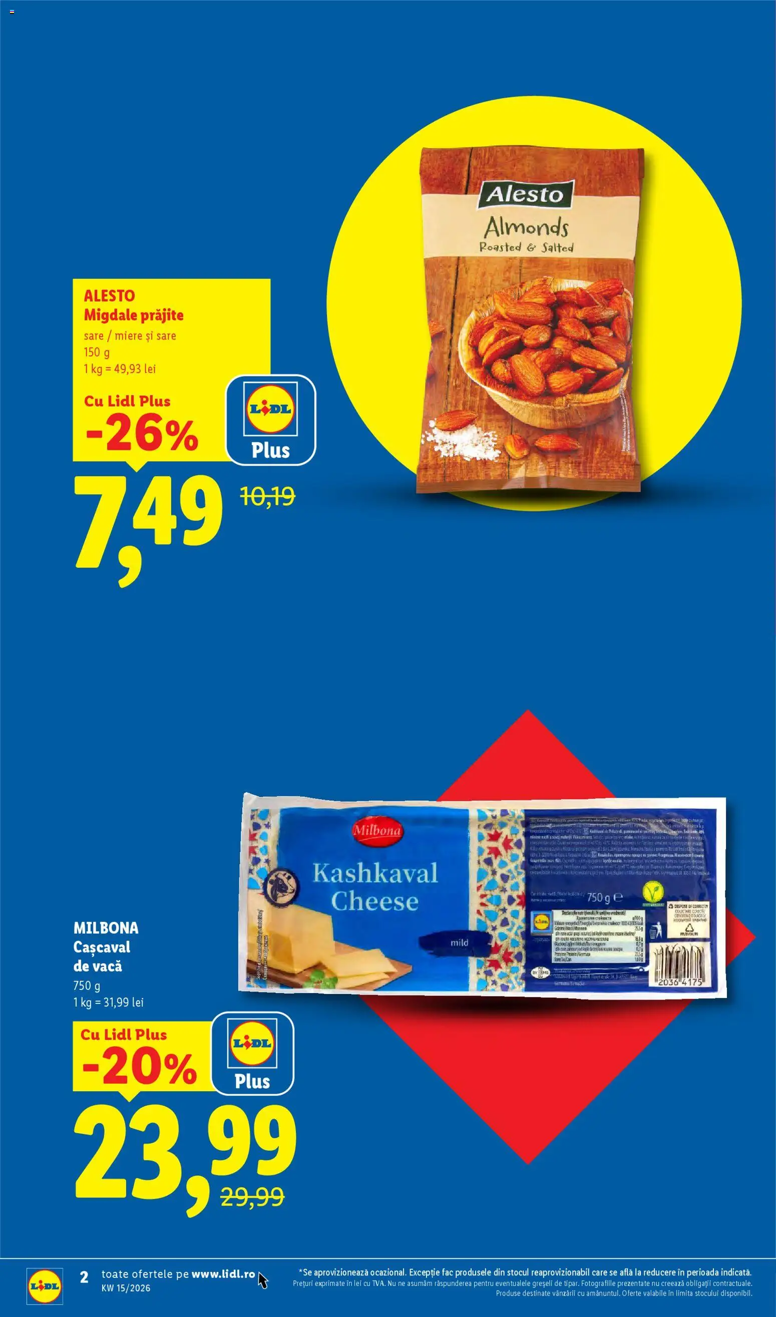 Noul catalog Lidl – valabil de la 06.04.2026 | Pagină: 2 | Produse: Cașcaval, Migdale, Sare