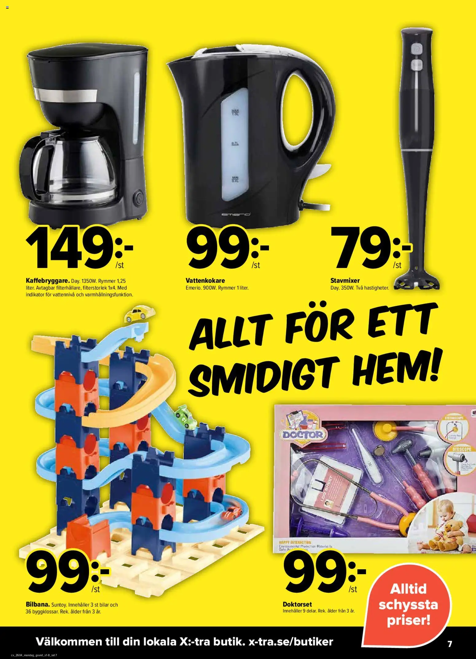 Coop X:-TRA reklamblad aktuell från 19.01.2026 | Sida: 7 | Produkter: Vattenkokare, Stavmixer