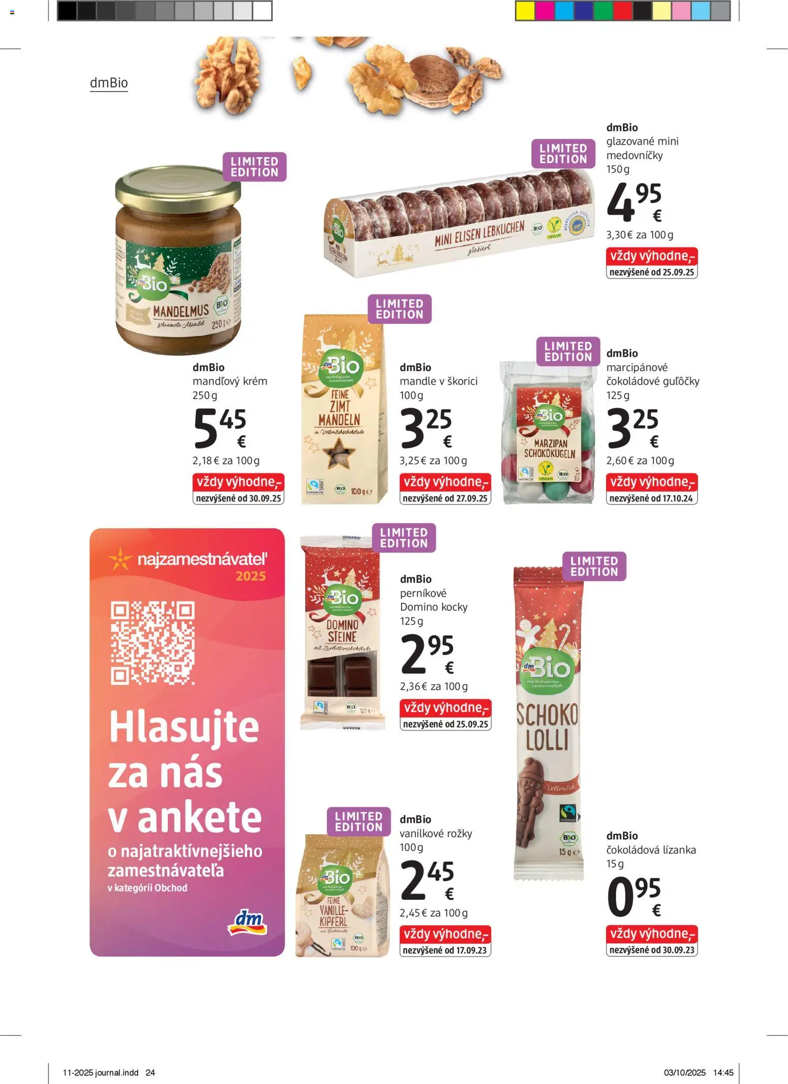 Nové dm drogerie akcie – leták je platný od 01.11.2025 | Strana: 24 | Produkty: Krém, Rožky, Mandle