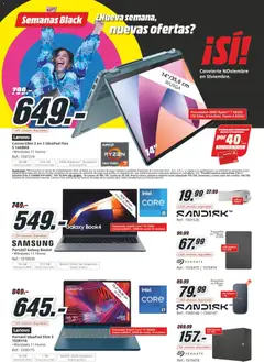 Vista previa Media Markt Black Friday válido desde el 12.11.2025 | Página: 14 | Productos: Portátil Lenovo, Té, Disco, USB