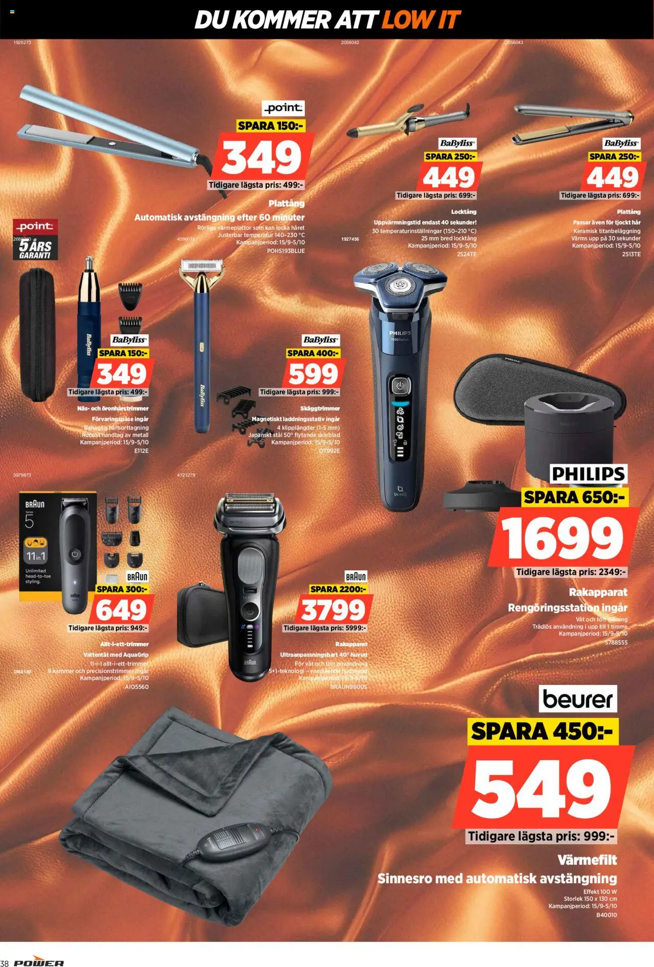 Power reklamblad aktuell från 22.09.2025 | Sida: 38 | Produkter: Rakapparat, Locktång, Plattång, Skäggtrimmer