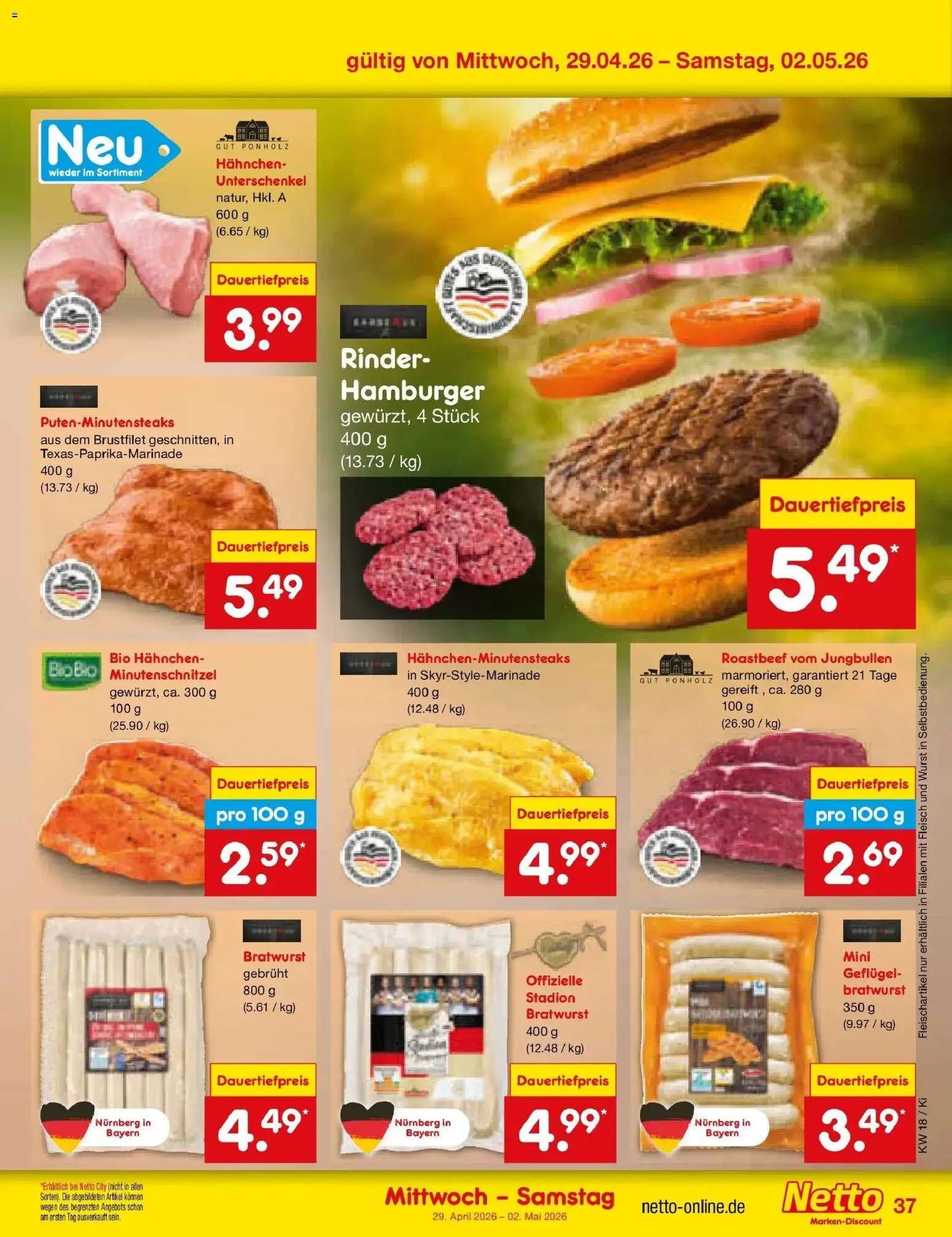 Netto Marken-Discount Prospekt Mistelbach	 – gültig ab 27.04.2026 | Seite: 53 | Produkte: Hahnchen, Bratwurst, Roastbeef, Fleisch