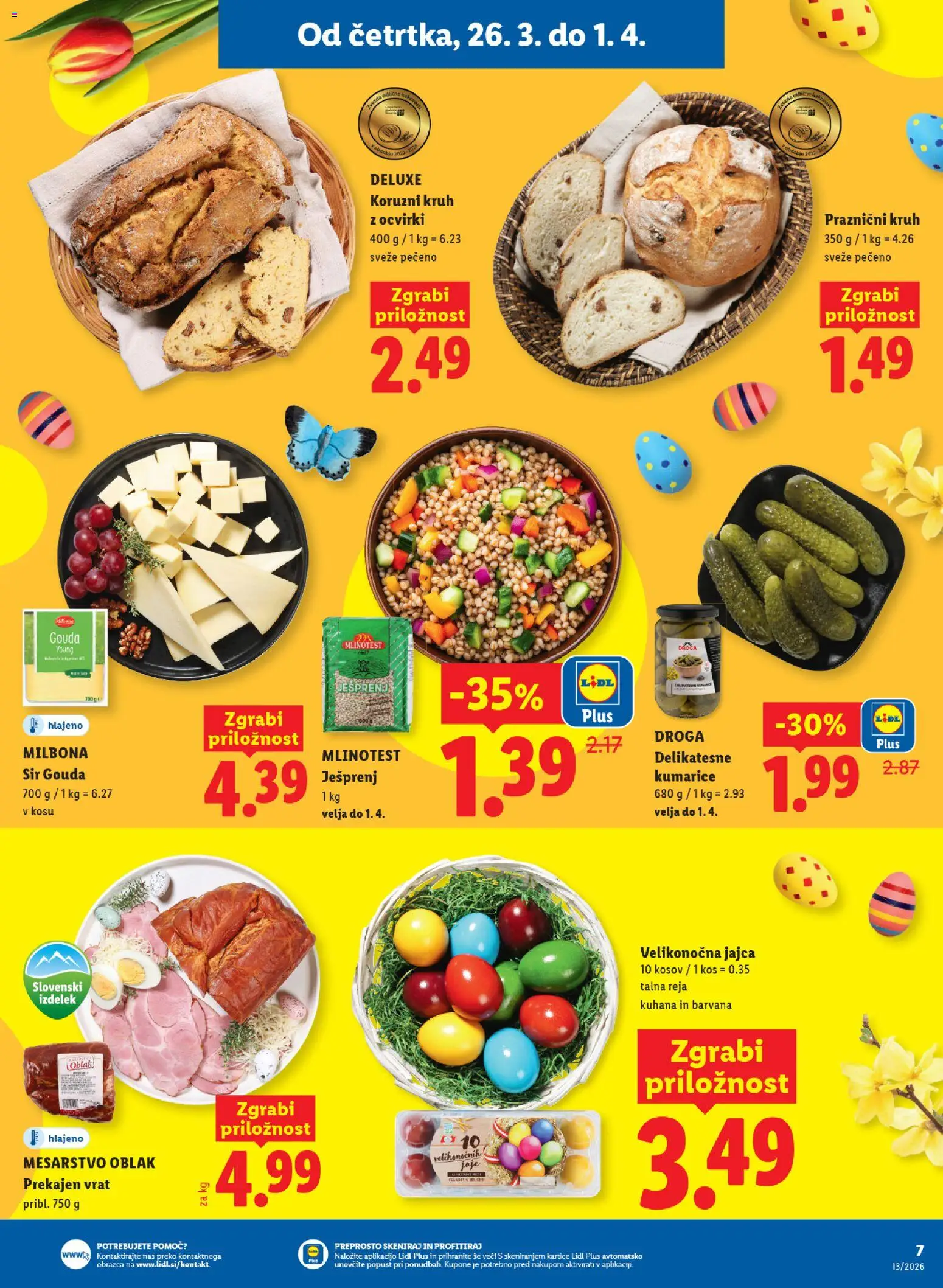 Novi Lidl katalog ponudbe – veljaven od 26.03.2026 | Stran: 7 | Izdelki: Kos, Ocvirki, Sir, Kumarice