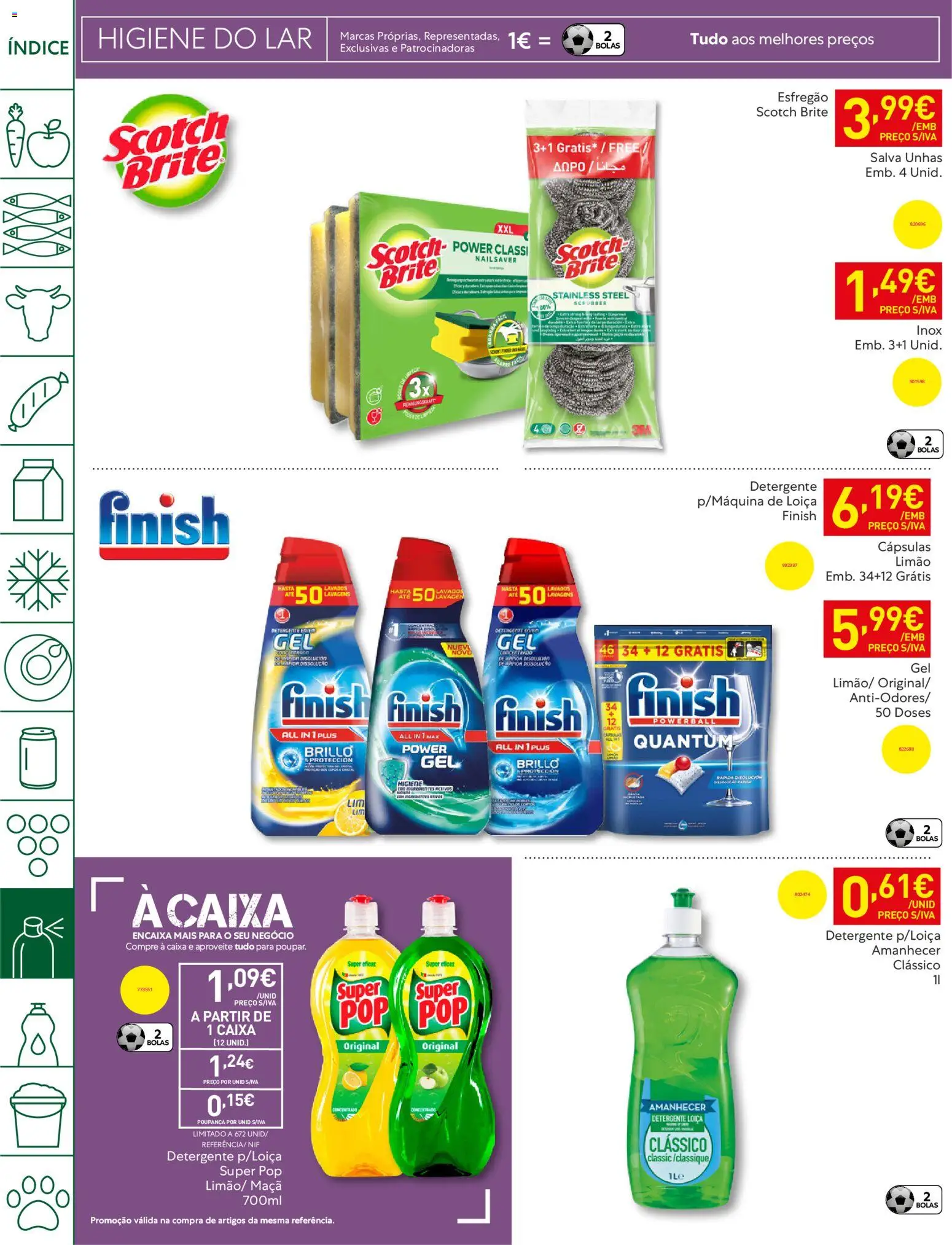 Recheio - Bons Negócios Madeira │ válido de 14.04.2026 | Página: 46 | Produtos: Esfregão, Detergente, Caixa, Maça