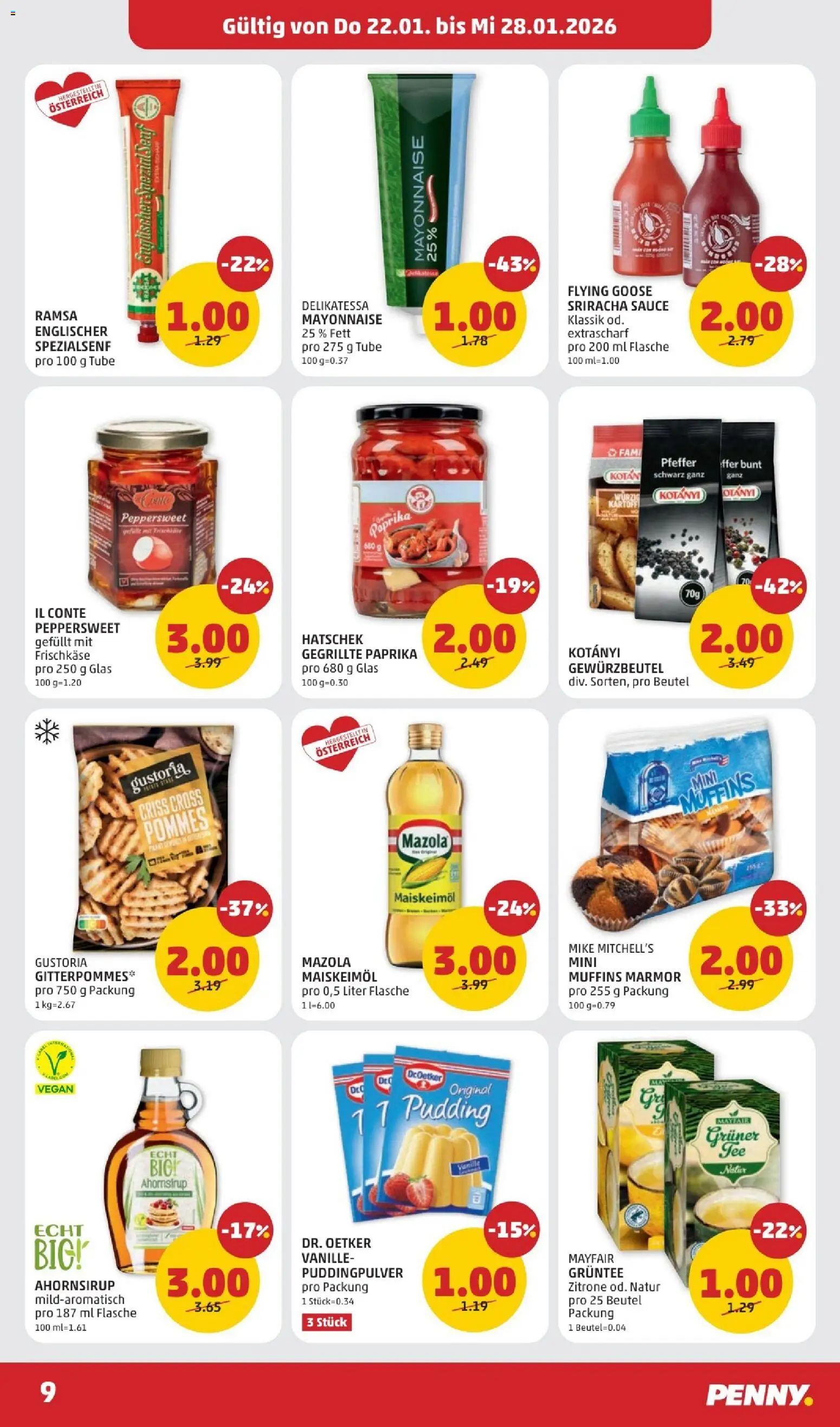 Penny Markt Flugblatt gültig ab 22.01.2026 | Seite: 9 | Produkte: Mayonnaise, Pfeffer, Zitrone