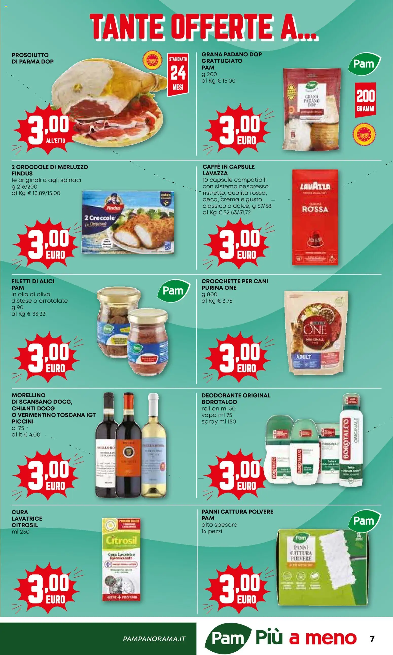Volantino PAM del 15.01.2026 | Pagina: 7 | Prodotti: Deodorante, Spinaci, Lavatrice, Lavazza
