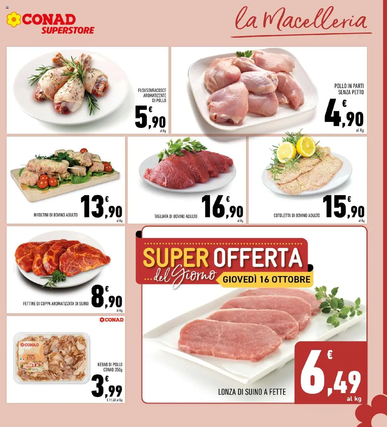 Volantino Conad del 08.10.2025 | Pagina: 7 | Prodotti: Bovino, Petto di Pollo, Pollo, Suino