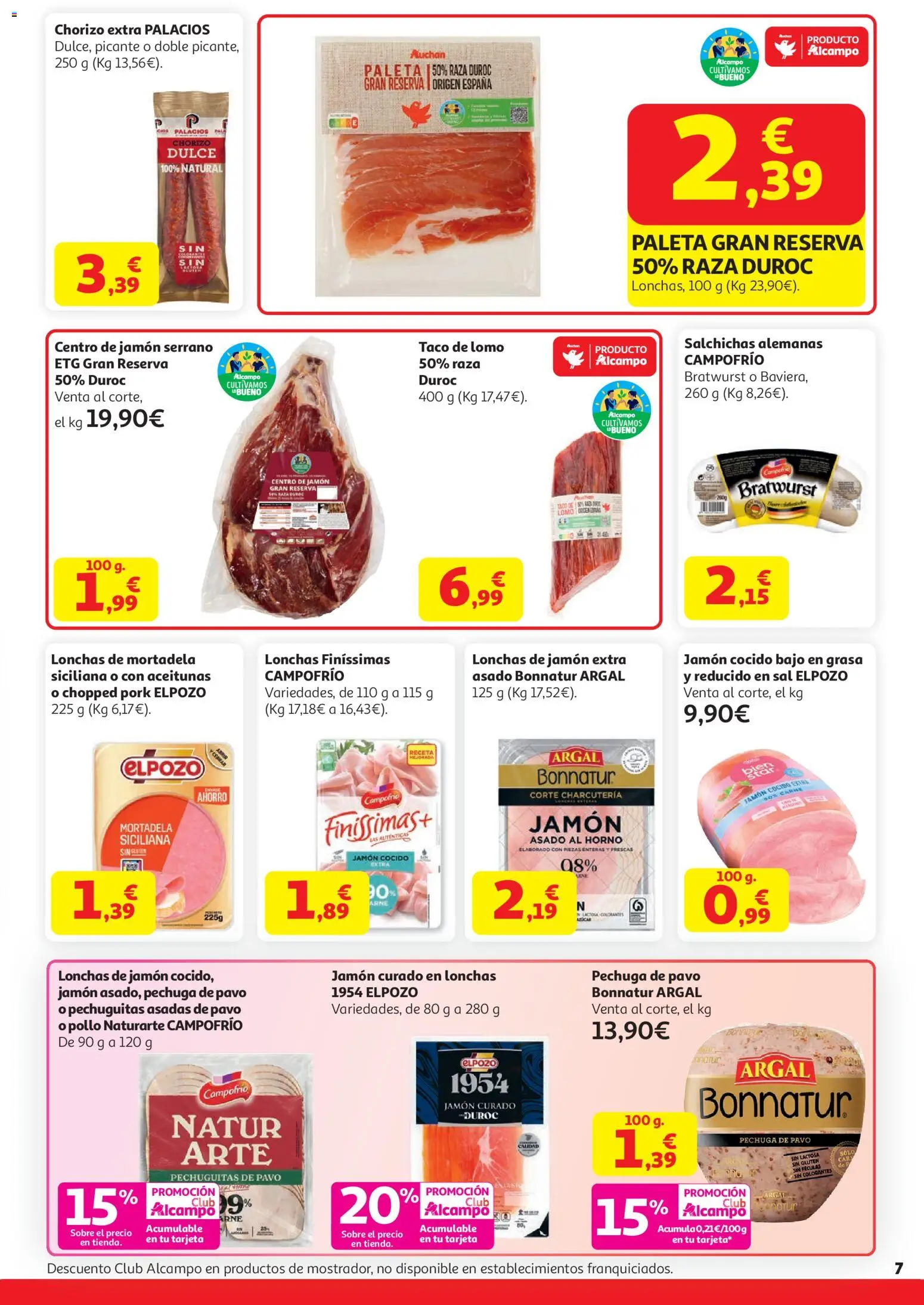 Alcampo HP Nacional │ válido desde el 21.04.2026 | Página: 7 | Productos: Jamón serrano, Jamón cocido, Horno, Mortadela