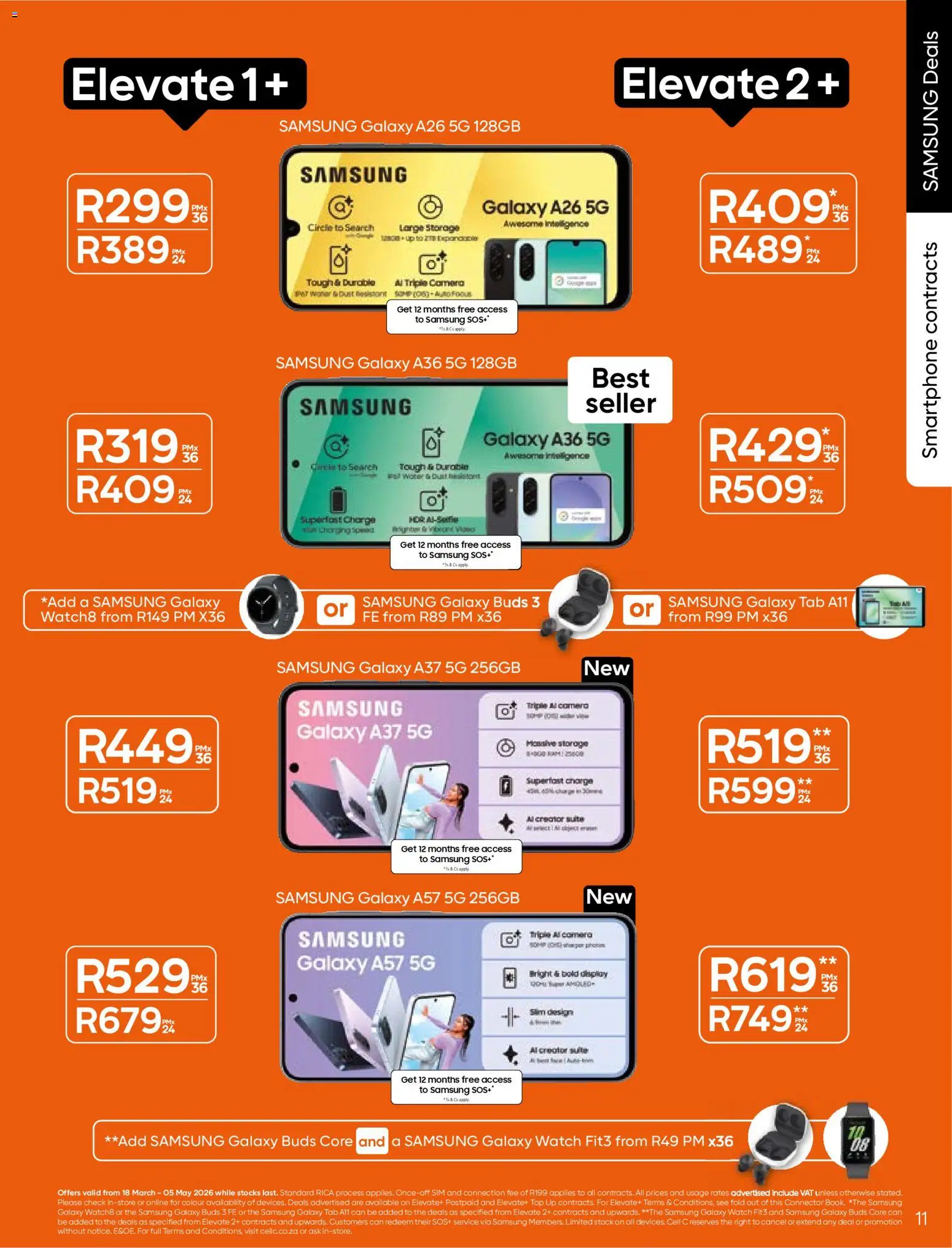 New Cell C catalogue – valid from 18.03.2026 | Page: 13 | Products: Sim, Smartphone, Watch, Camera