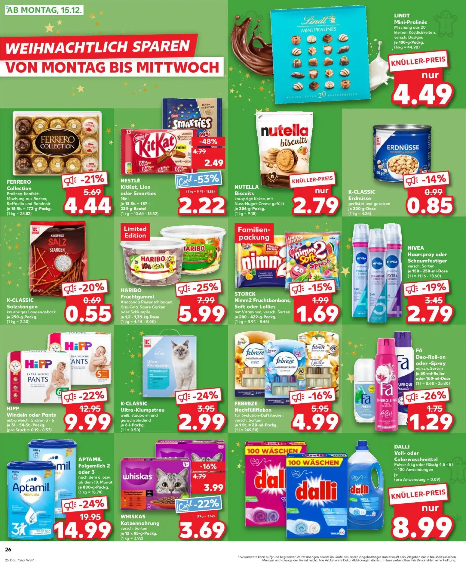 Kaufland prospekt Kiel	 – gültig ab 11.12.2025 | Seite: 26 | Produkte: Lenor, Smarties, Nutella, Gurken