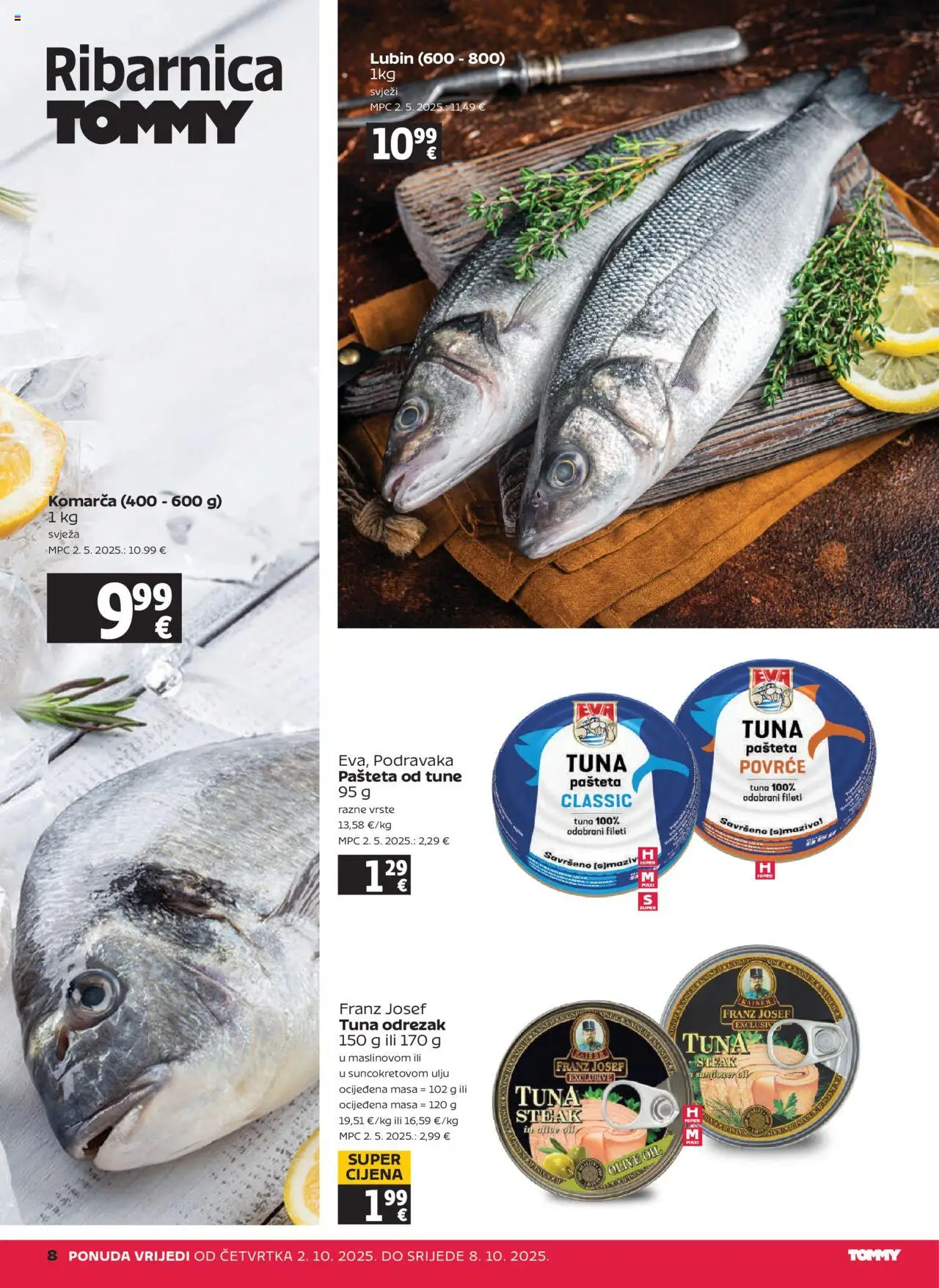 Tommy katalog | vrijedi od 02.10.2025 | Stranica: 8 | Proizvodi: Pašteta, Povrće, Tuna
