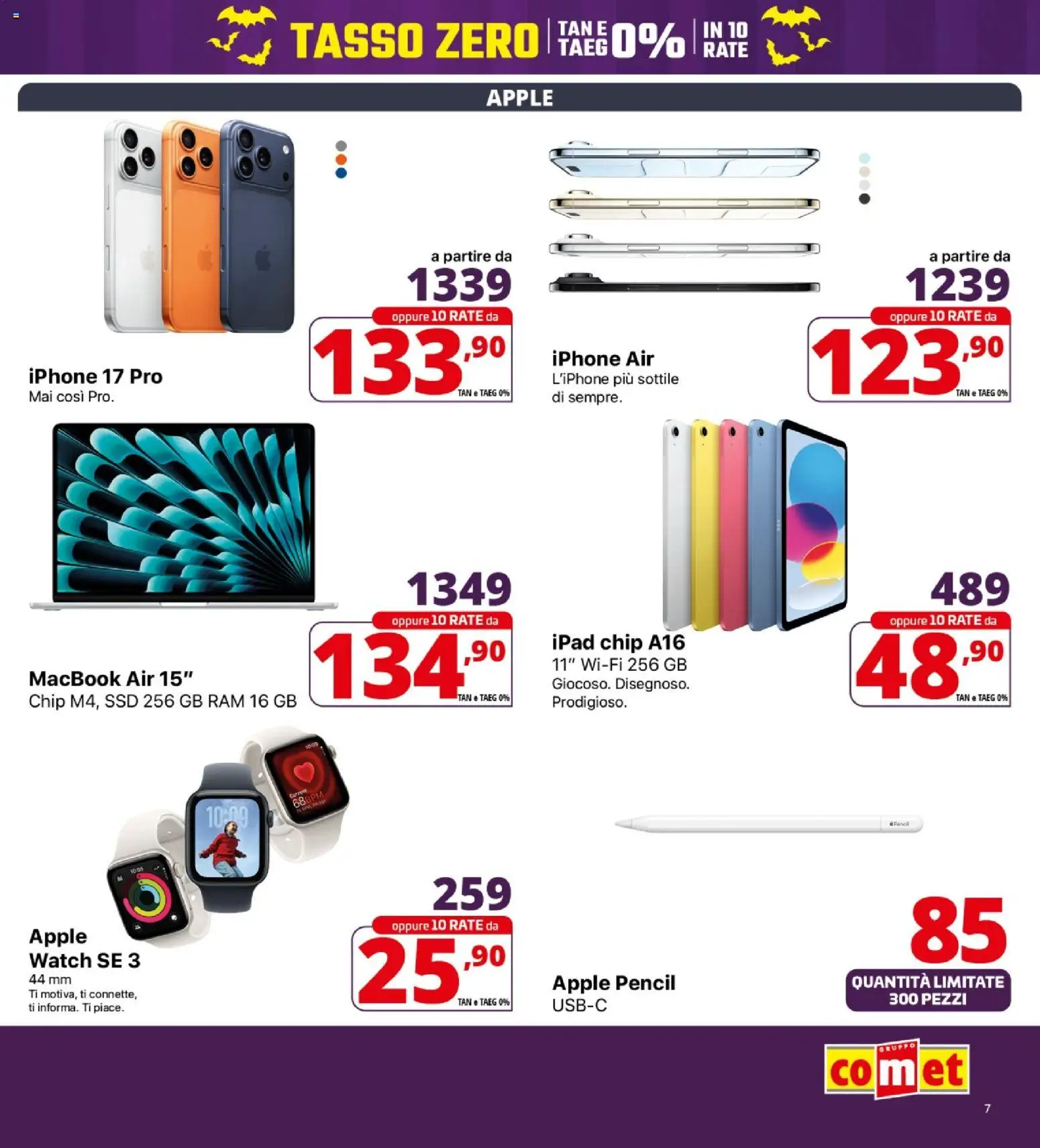Volantino Comet del 23.10.2025 | Pagina: 7 | Prodotti: Macbook air, Iphone, Ipad, Macbook