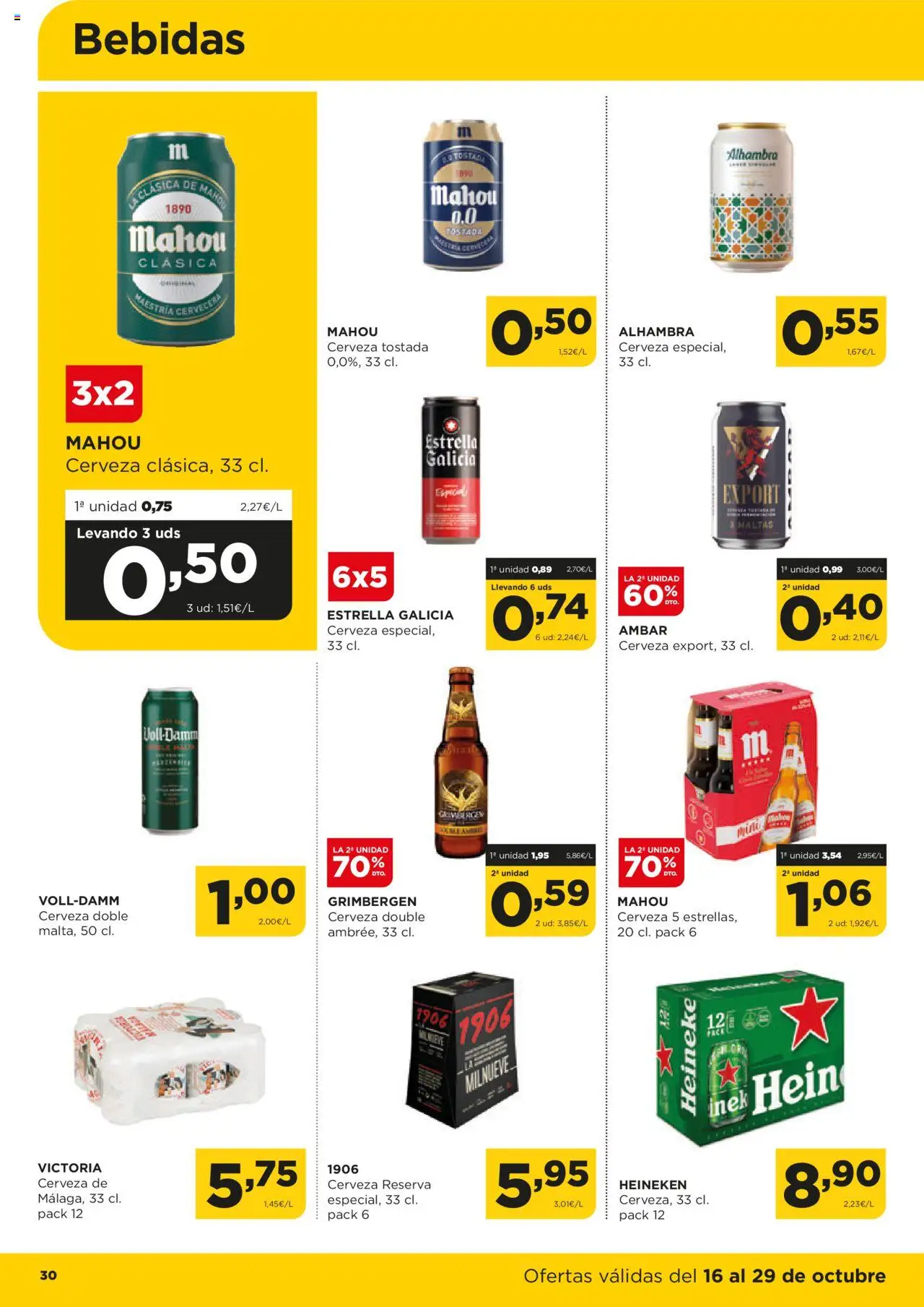 Alimerka folleto Asturias │ válido desde el 16.10.2025 | Página: 30 | Productos: Cerveza, Σπανάκι