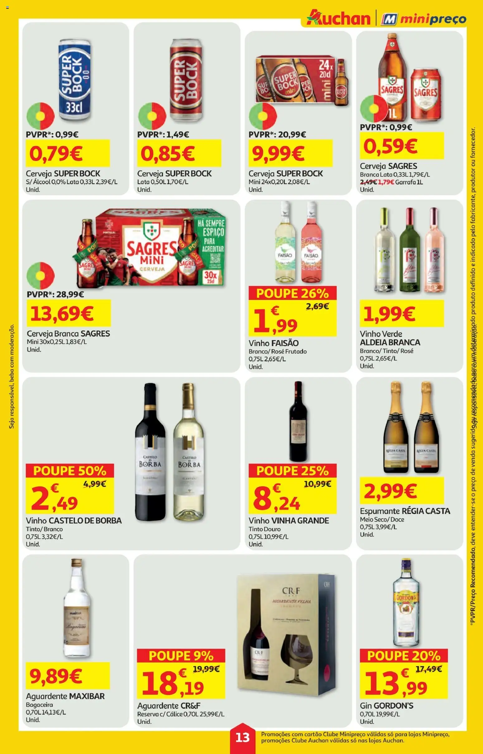 Minipreço folheto │ válido de 06.11.2025 | Página: 13 | Produtos: Espumante, Super bock, Vinho, Cerveja