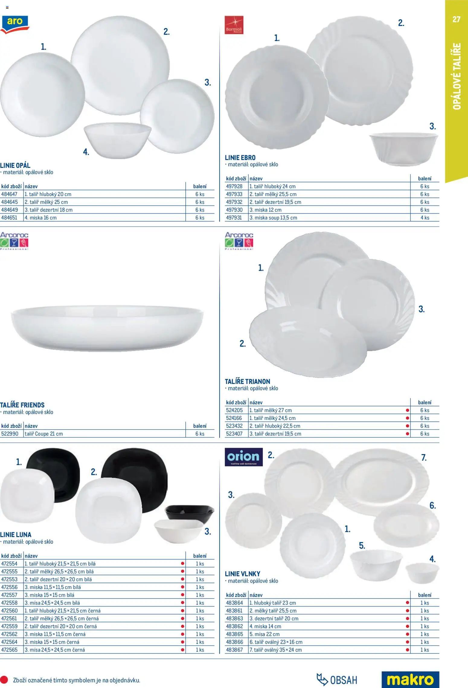 Makro leták - Gastro vybavení a zařízení od 01.02.2026 | Strana: 27 | Produkty: Talíře, Miska, Talíř