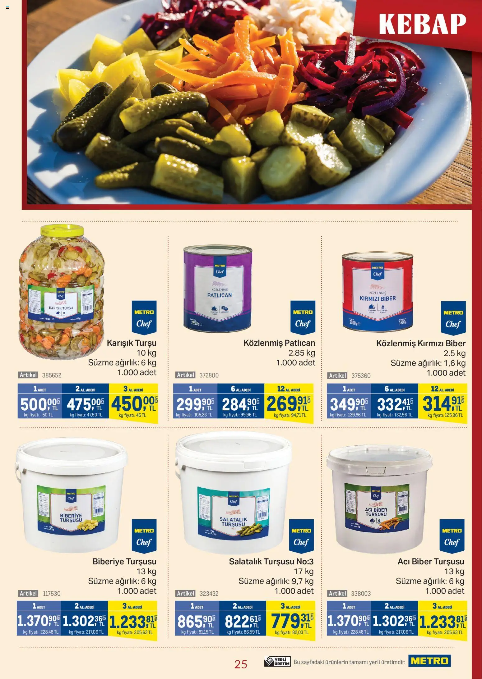 Metro - Kebap Restoranları - 18.02.2026 tarihinden itibaren geçerlidir | Sayfa: 25 | Ürünler: Salatalık, Patlıcan, Kırmızı biber, Acı biber