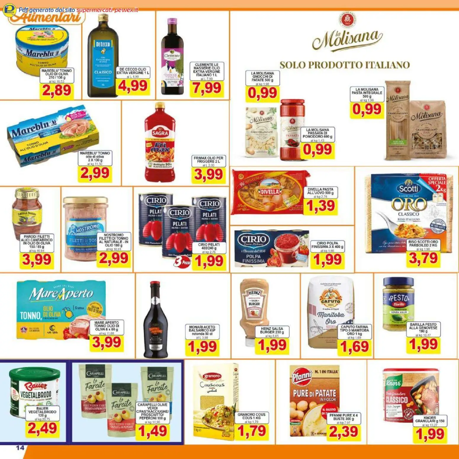 Volantino Pewex del 16.01.2026 | Pagina: 14 | Prodotti: Fiocchi, Patate, Olive, Alici