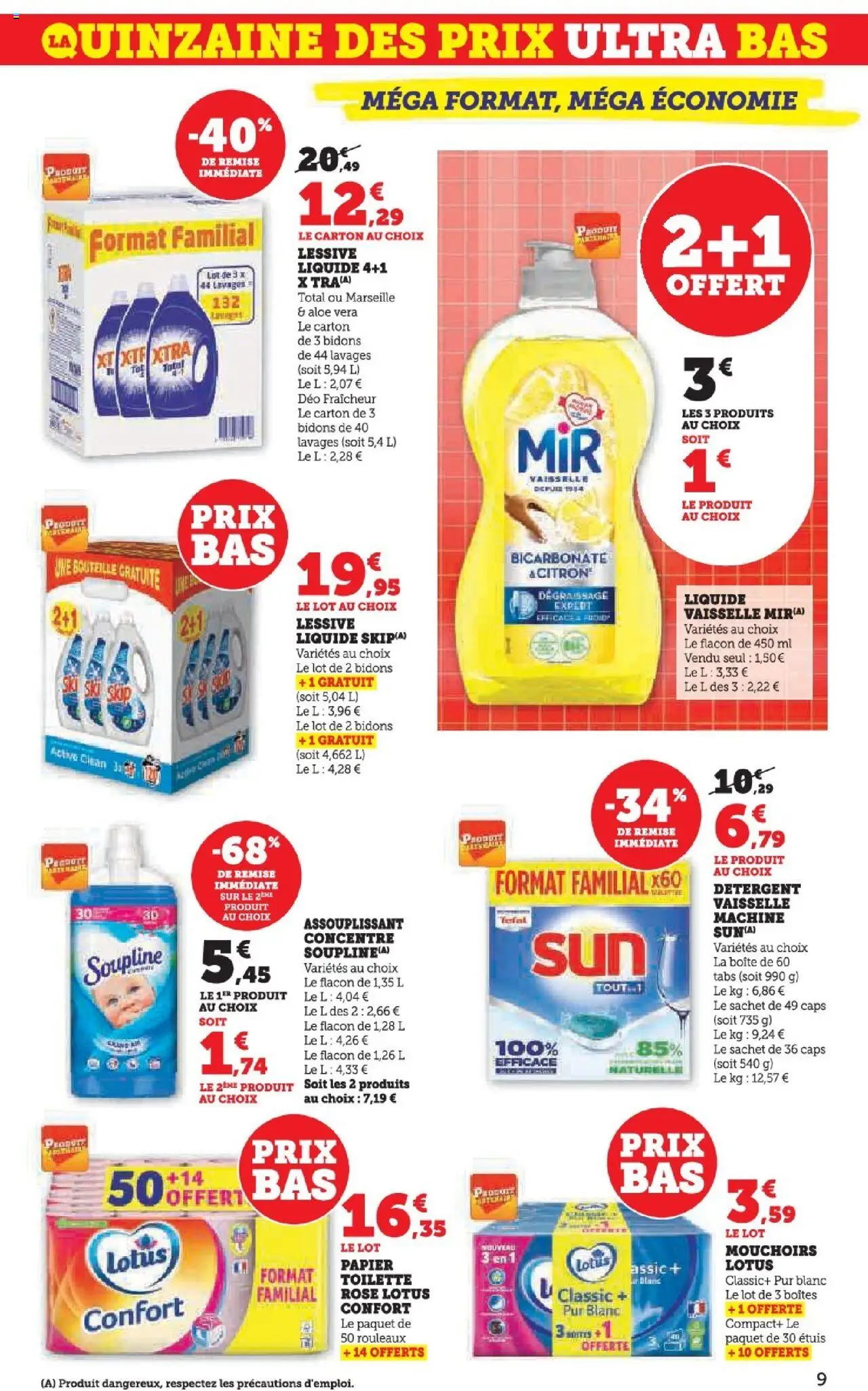  | Page: 9 | Produits: Soupline, Détergent, Mouchoirs, Lessive