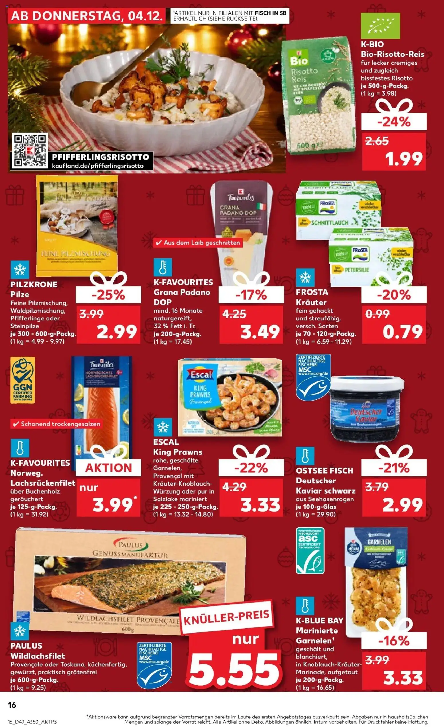 Kaufland prospekt Annaberg-Buchholz	 – gültig ab 04.12.2025 | Seite: 16 | Produkte: Fisch, Pfifferlinge, Petersilie, Reis