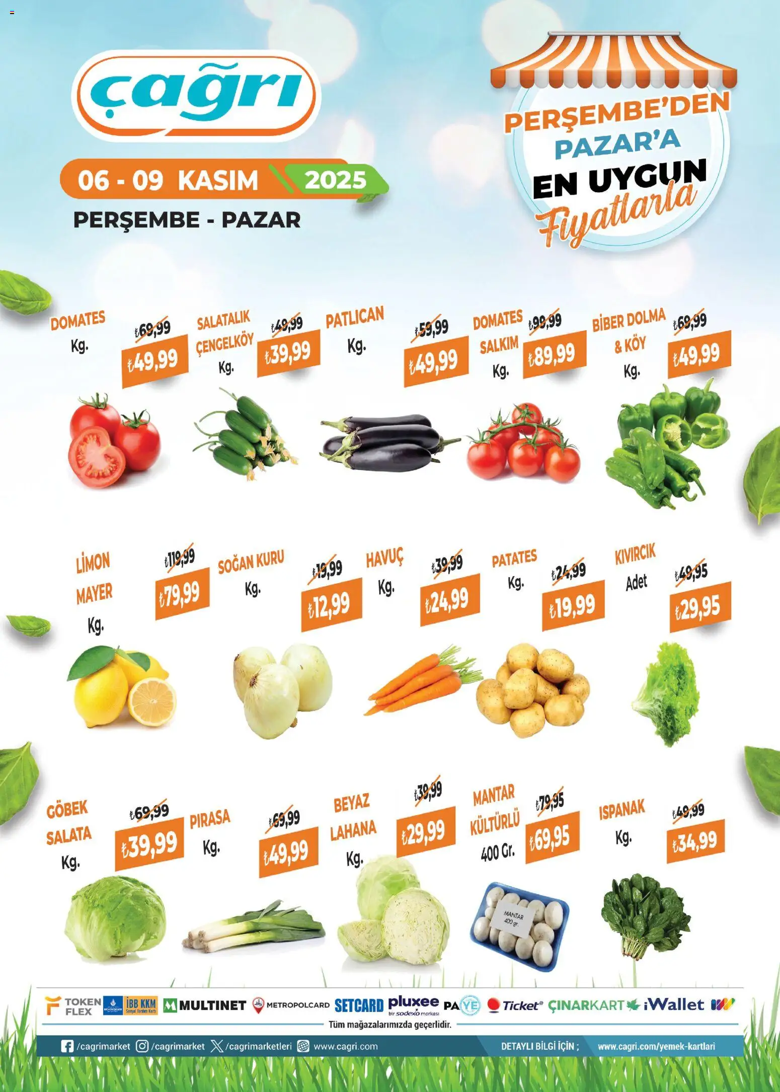 Çağrı Market - Manav Katalog - 06.11.2025 tarihinden itibaren geçerlidir | Sayfa: 2 | Ürünler: Ispanak, Soğan, Biber, Lahana