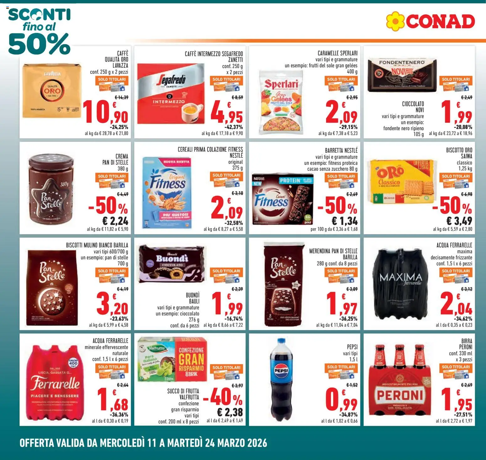 Volantino Conad del 11.03.2026 | Pagina: 4 | Prodotti: Caramelle, Biscotti, Barretta, Lavazza