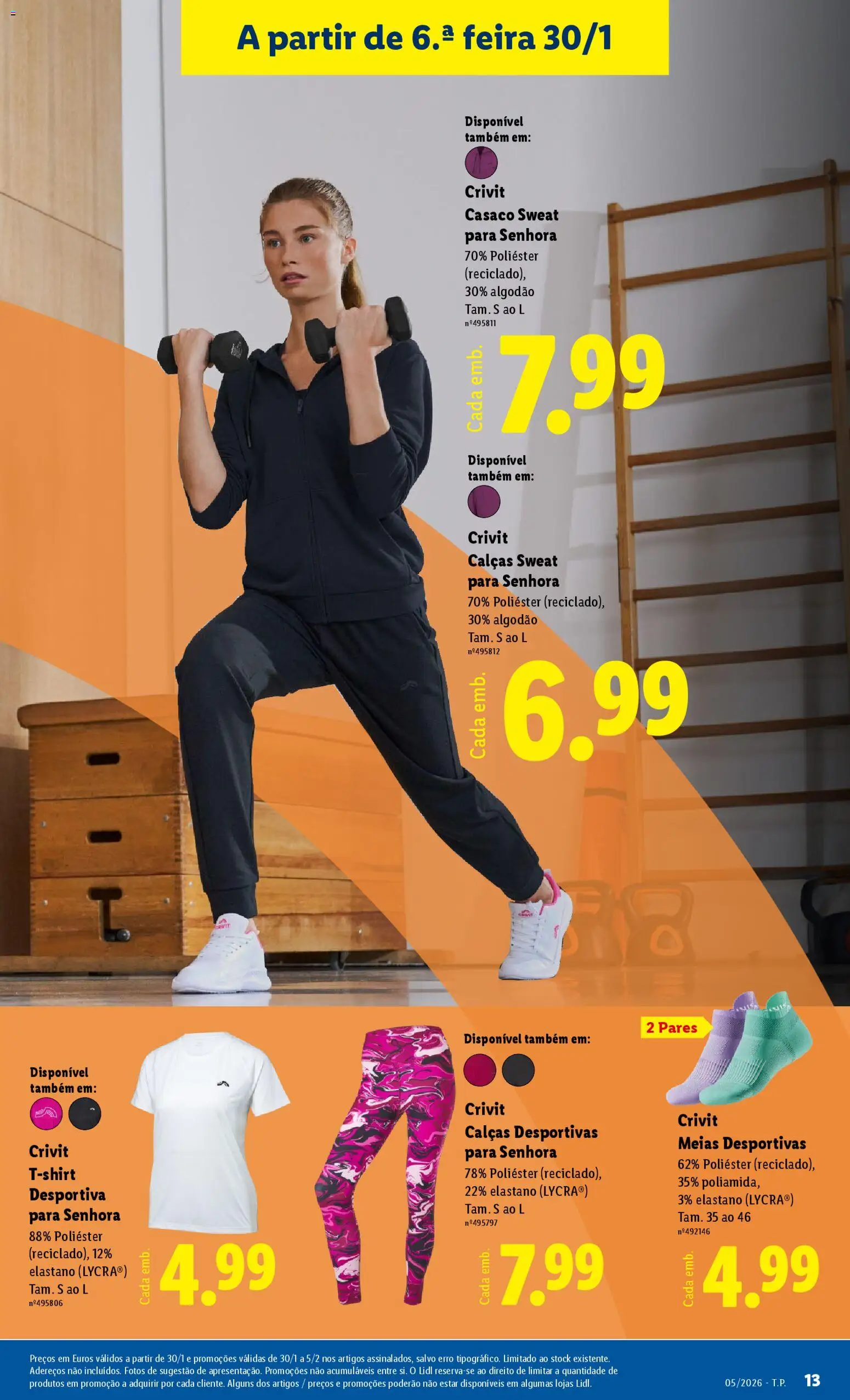 Lidl Novidades │ válido de 26.01.2026 | Página: 13 | Produtos: Casaco, Sweatshirt, Calças, Meias