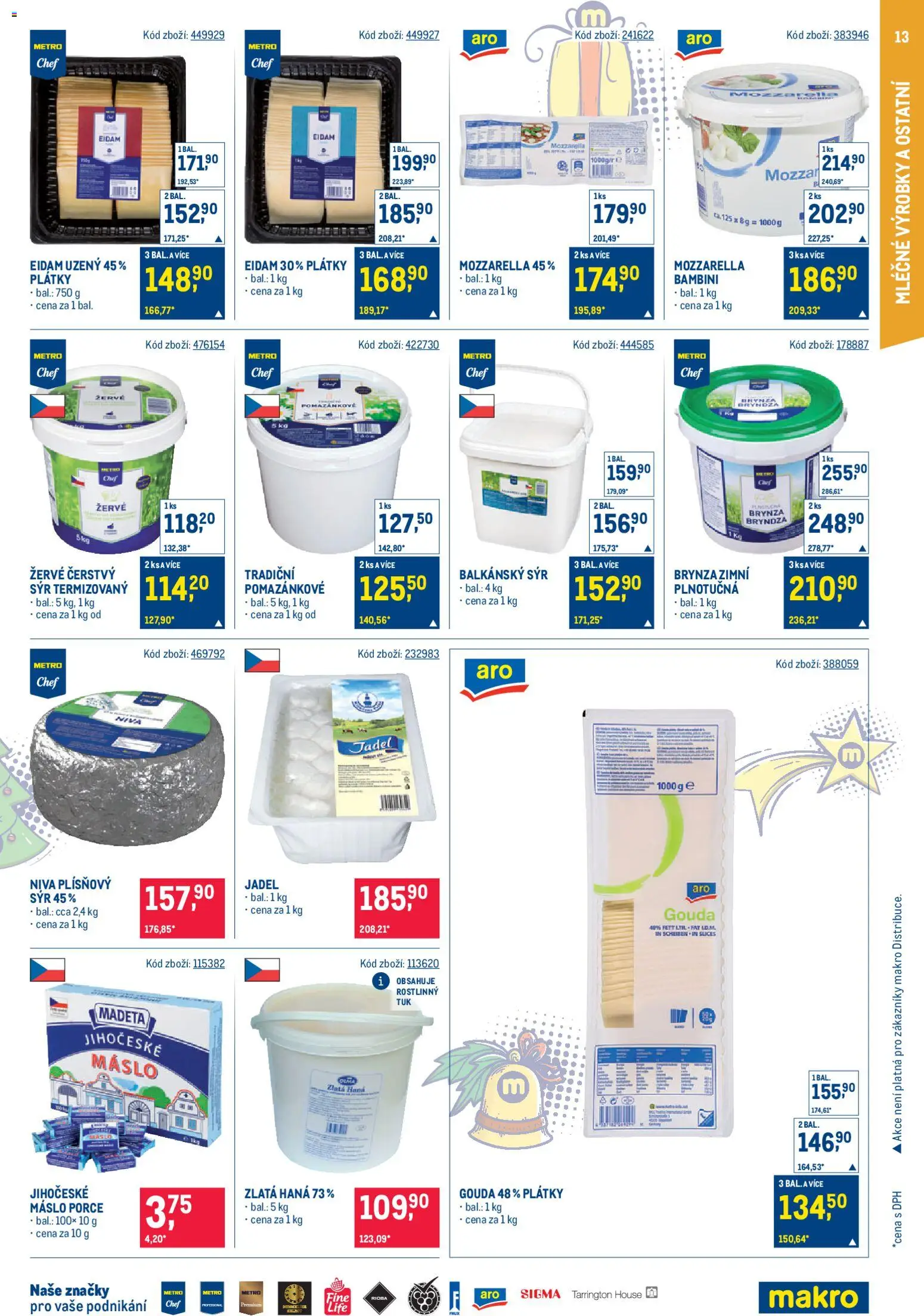 Makro leták - Gastronomie od 17.12.2025 | Strana: 13 | Produkty: Gouda, Balkánský sýr, Žervé, Niva