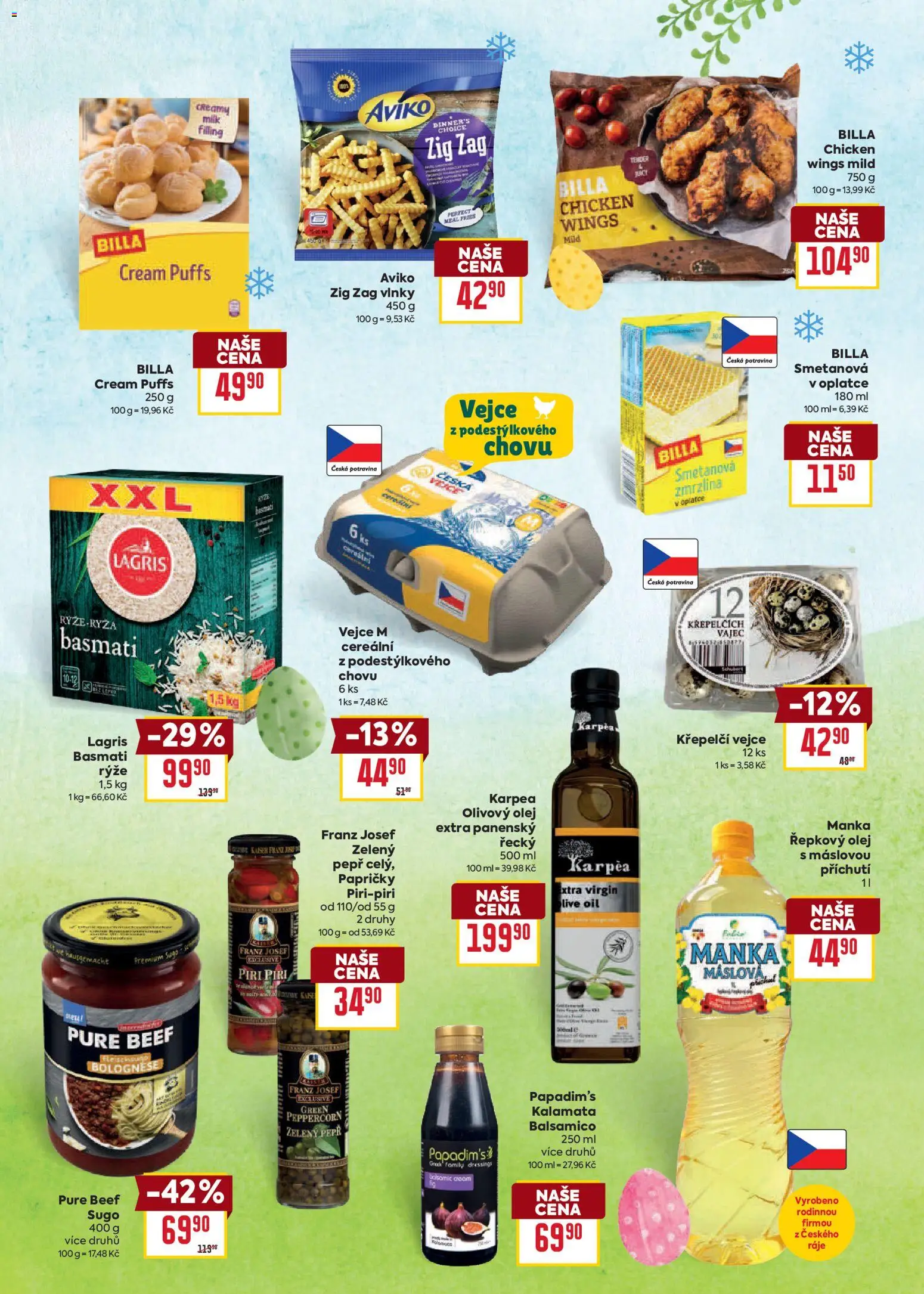 Billa leták - Velikonoce od 04.03.2026 | Strana: 13 | Produkty: Olivový olej, Vejce, Zmrzlina, Křepelčí vejce