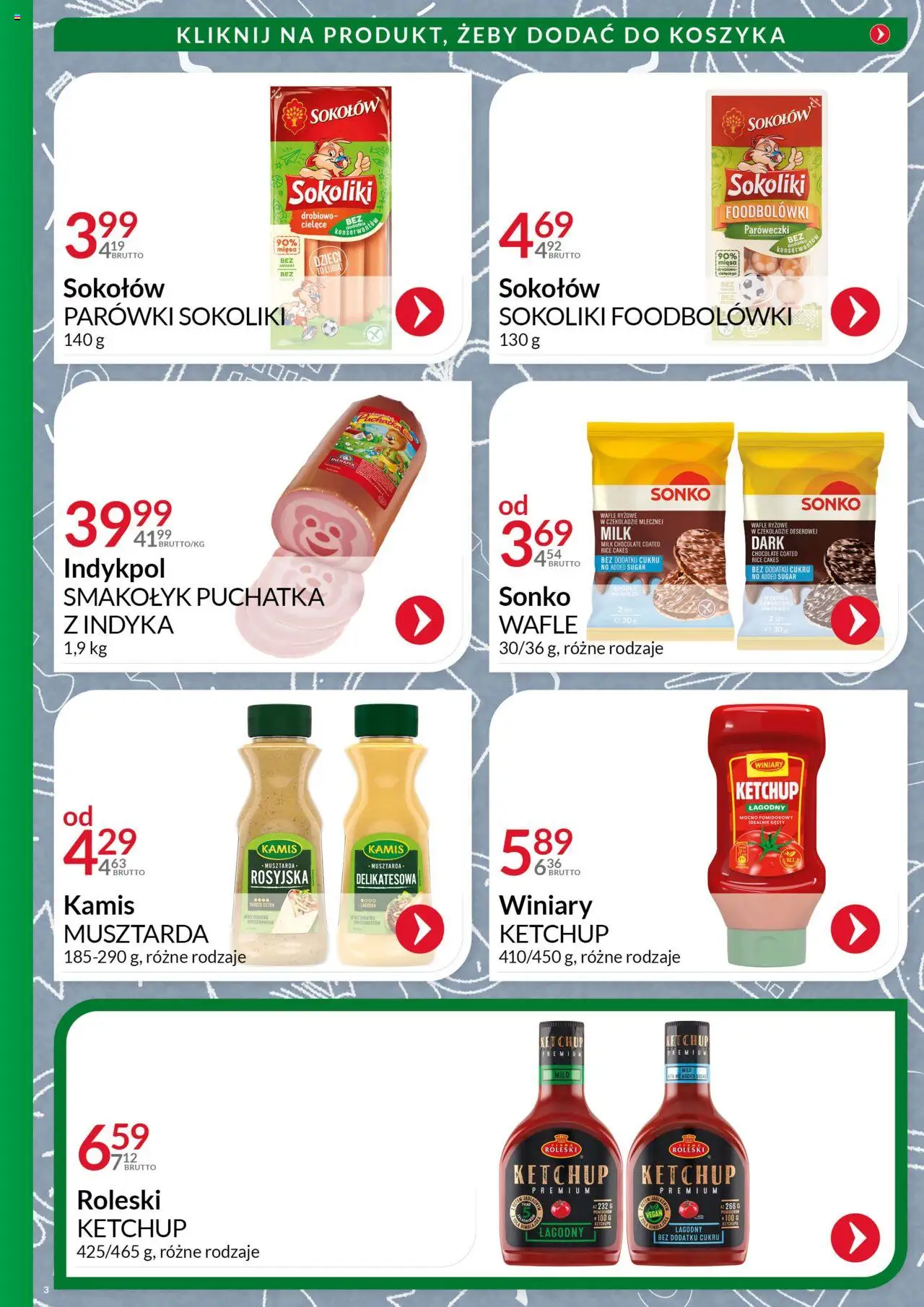 Eurocash Gazetka - Powrót do Szkoły od 04.08.2025 | Strona: 3 | Produkty: Wafle, Wafle ryżowe, Parówki, Musztarda
