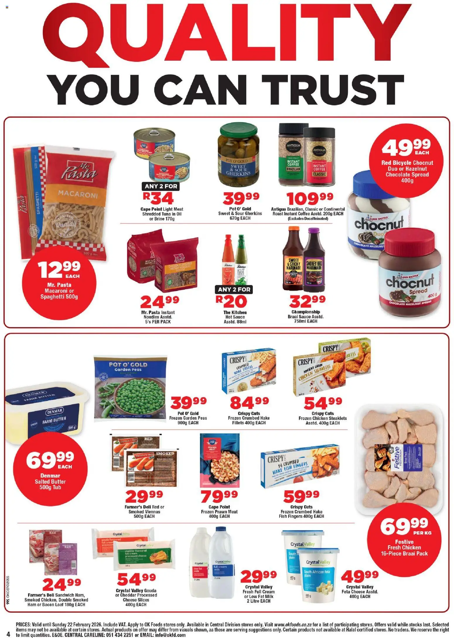 New OK Foods catalogue – valid from 11.02.2026 | Page: 4 | Products: Cheese, Light, Ham, Noodles