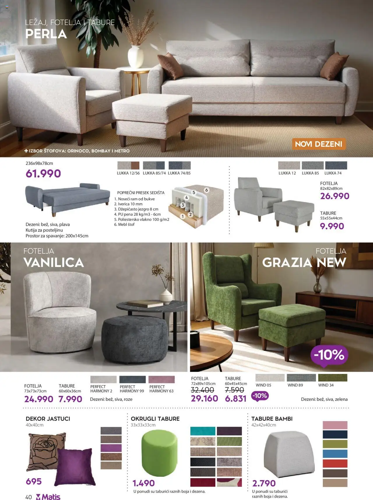 Matis katalog - važi od 01.08.2025 | Strana: 40 | Proizvode: Fotelja, Kutija, Tabure