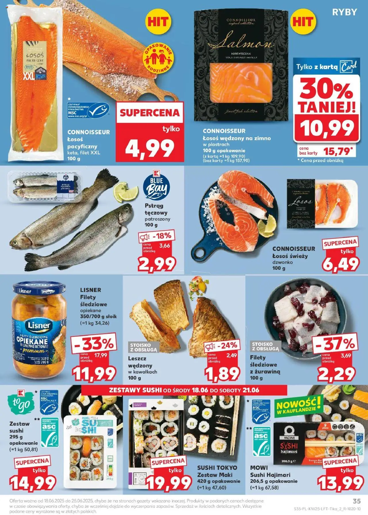 Kaufland gazetka od 18.06.2025 | Strona: 35 | Produkty: Karta, Pstrąg, Łosoś, Sushi