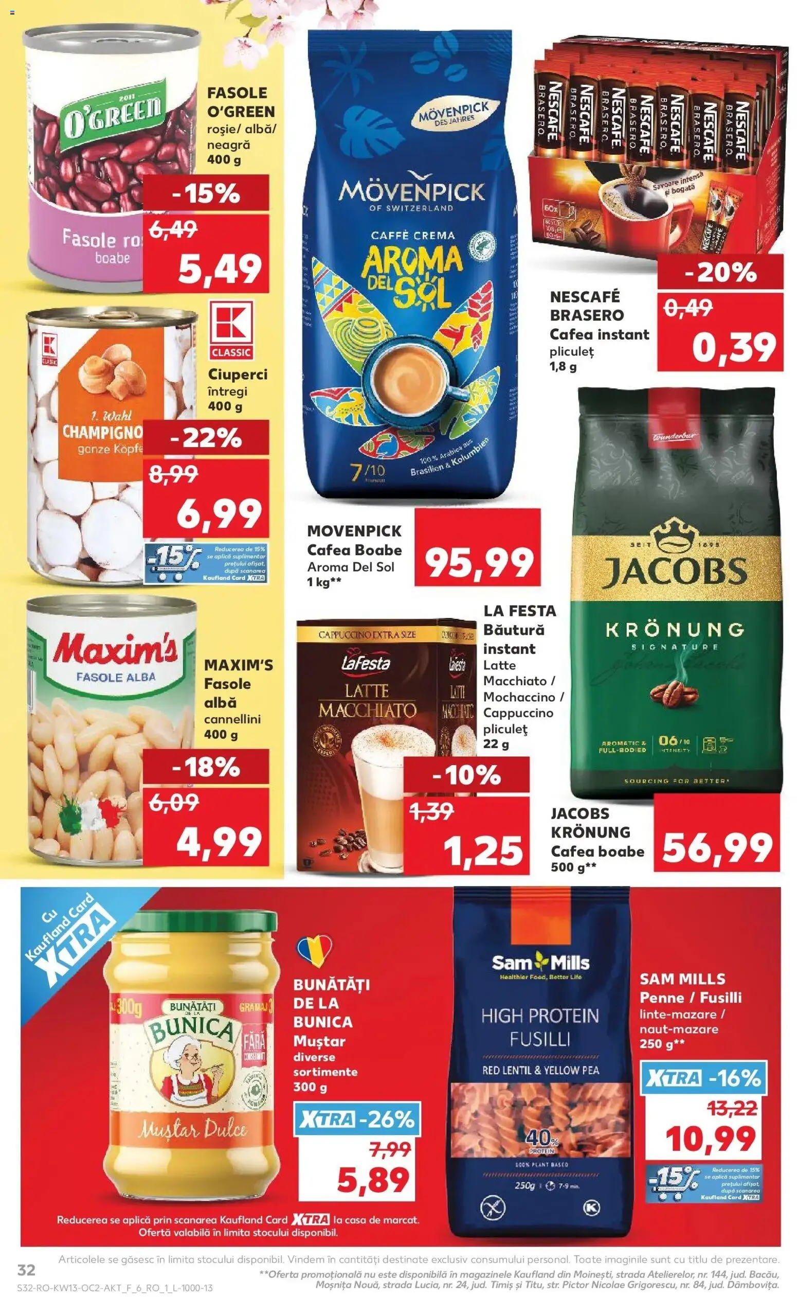 Noul catalog Kaufland – valabil de la 25.03.2026 | Pagină: 32 | Produse: Ciuperci, Köpek çiti, Cremă, Cafea