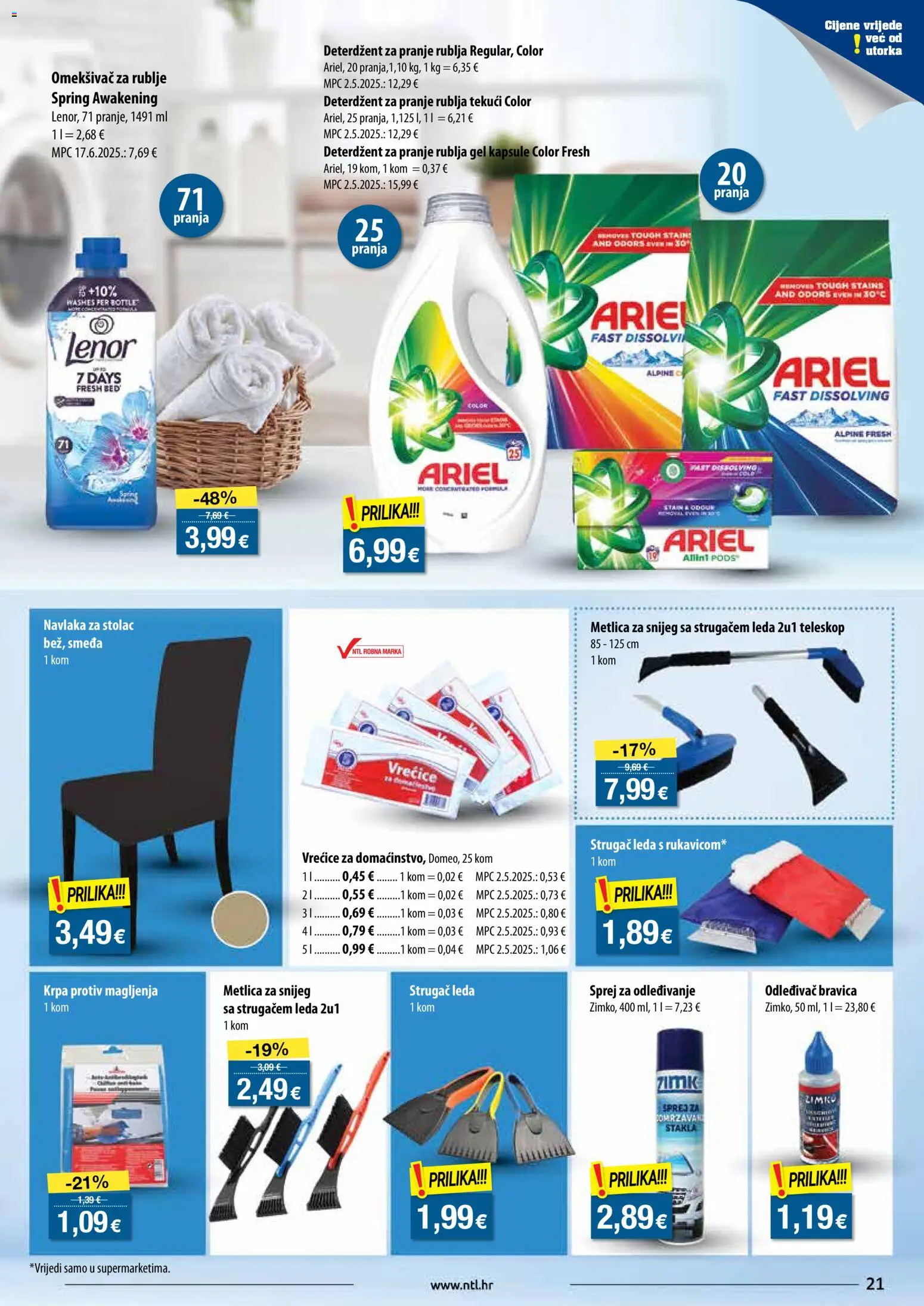 NTL katalog | vrijedi od 26.11.2025 | Stranica: 21 | Proizvodi: Deterdžent za pranje rublja, Omekšivač, Ariel, Lenor