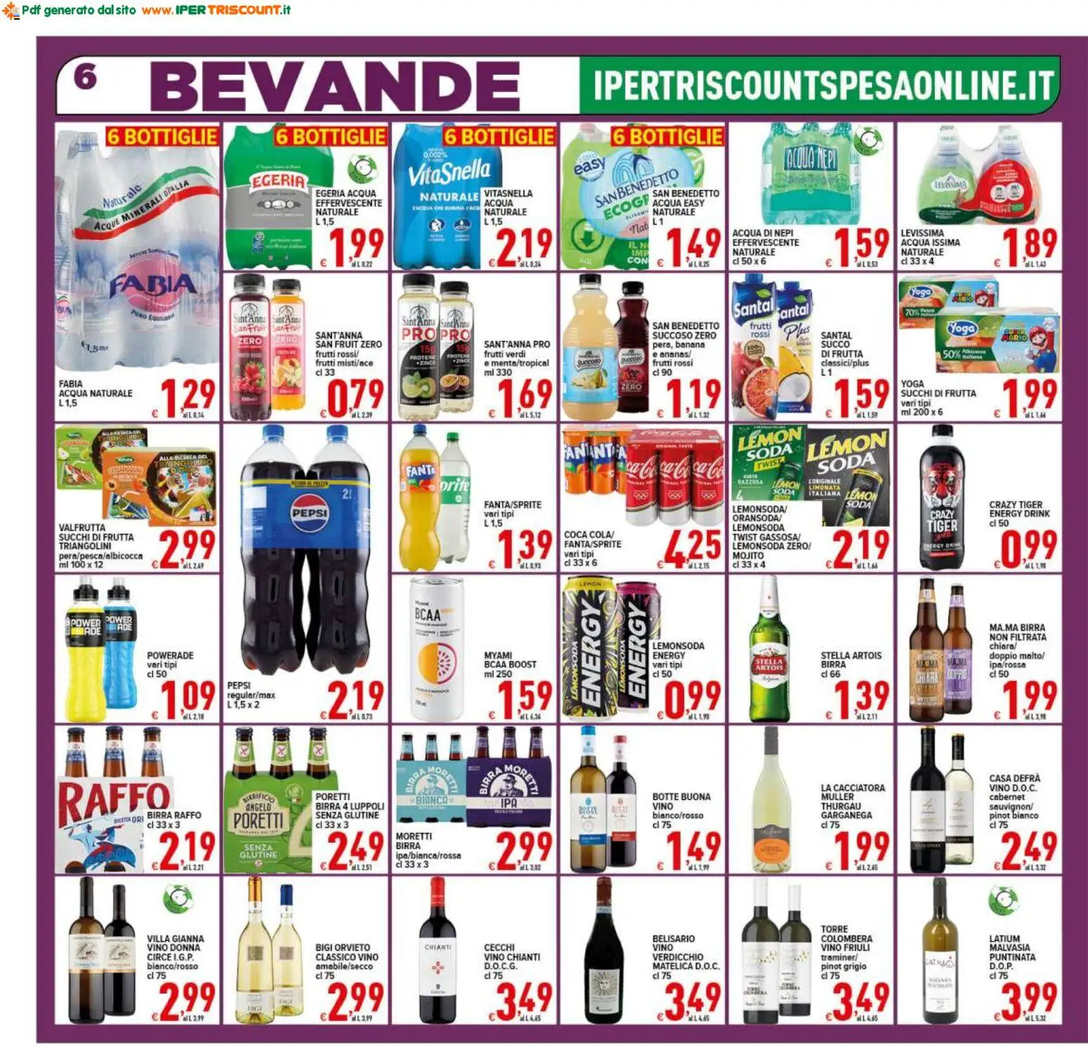 Volantino Ipertriscount del 06.03.2026 | Pagina: 6 | Prodotti: Limonata, Acqua, Frutta, Pepsi