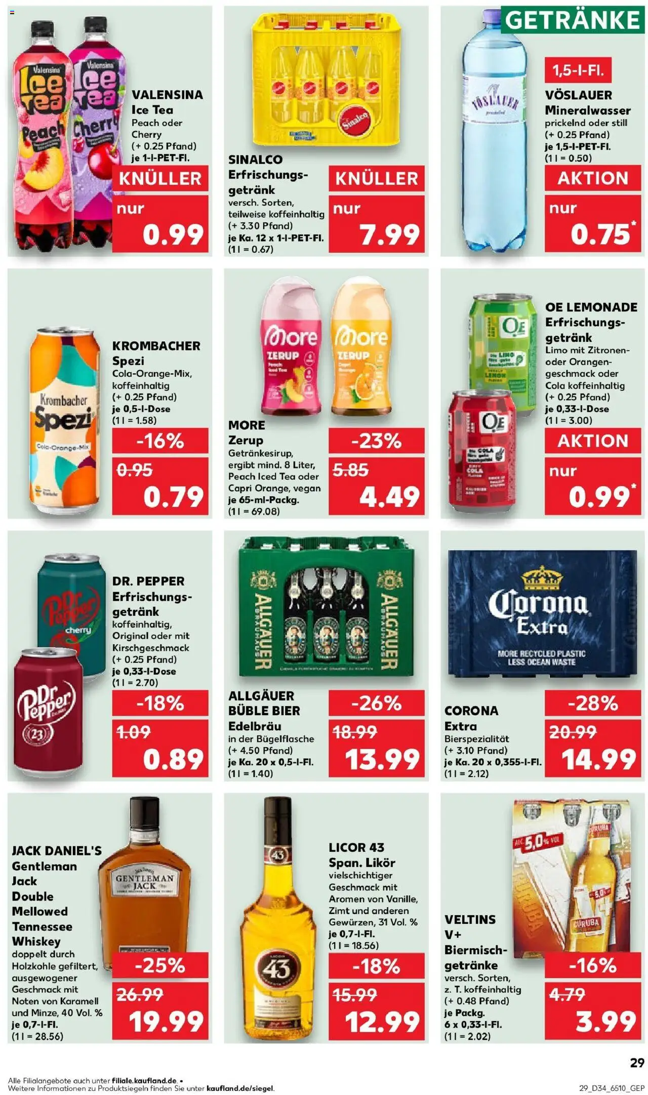 Kaufland prospekt Remscheid	 - gültig ab dem 21.08.2025 | Seite: 29 | Produkte: Likör, Mineralwasser, Valensina, Veltins