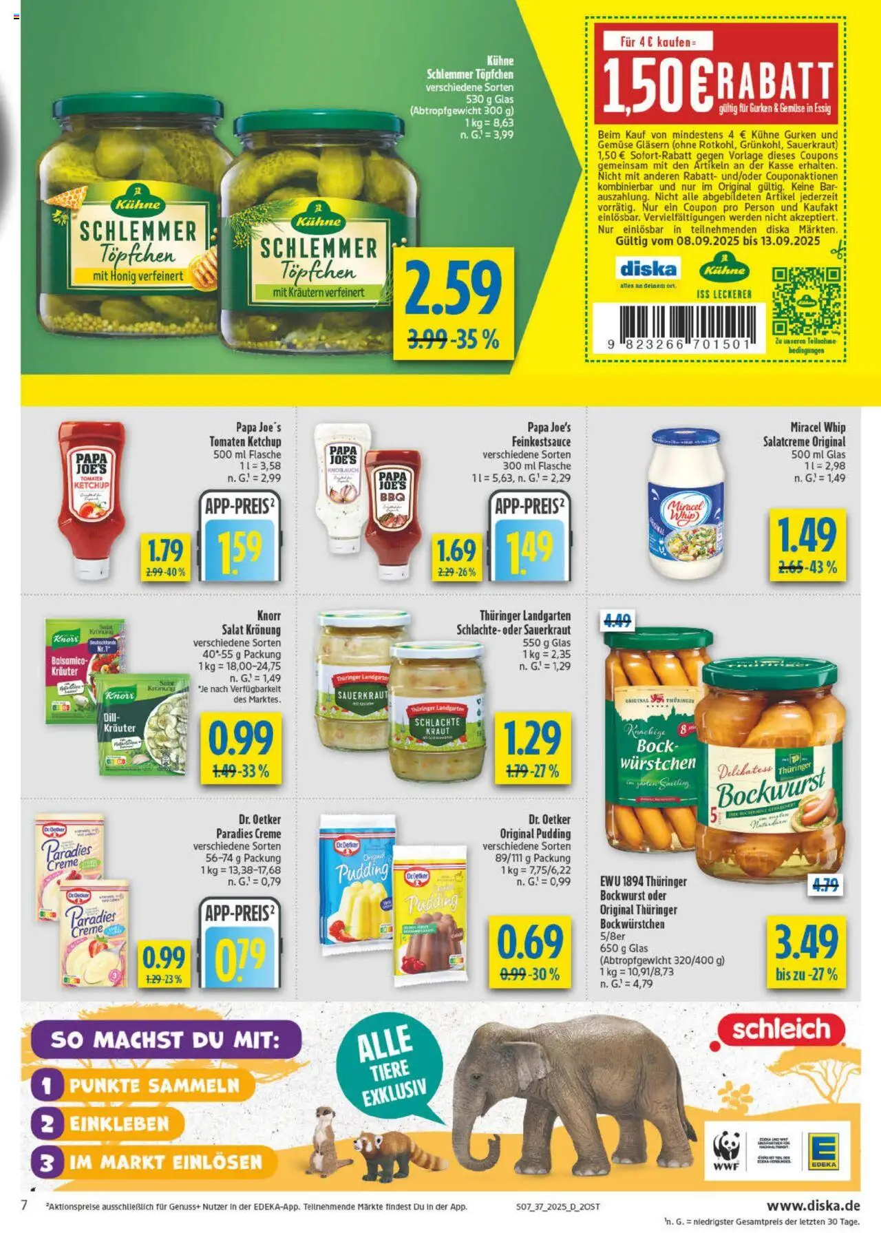Diska Prospekt 	 – gültig ab 08.09.2025 | Seite: 7 | Produkte: Bockwurst, Knoblauch, Dill, Salat
